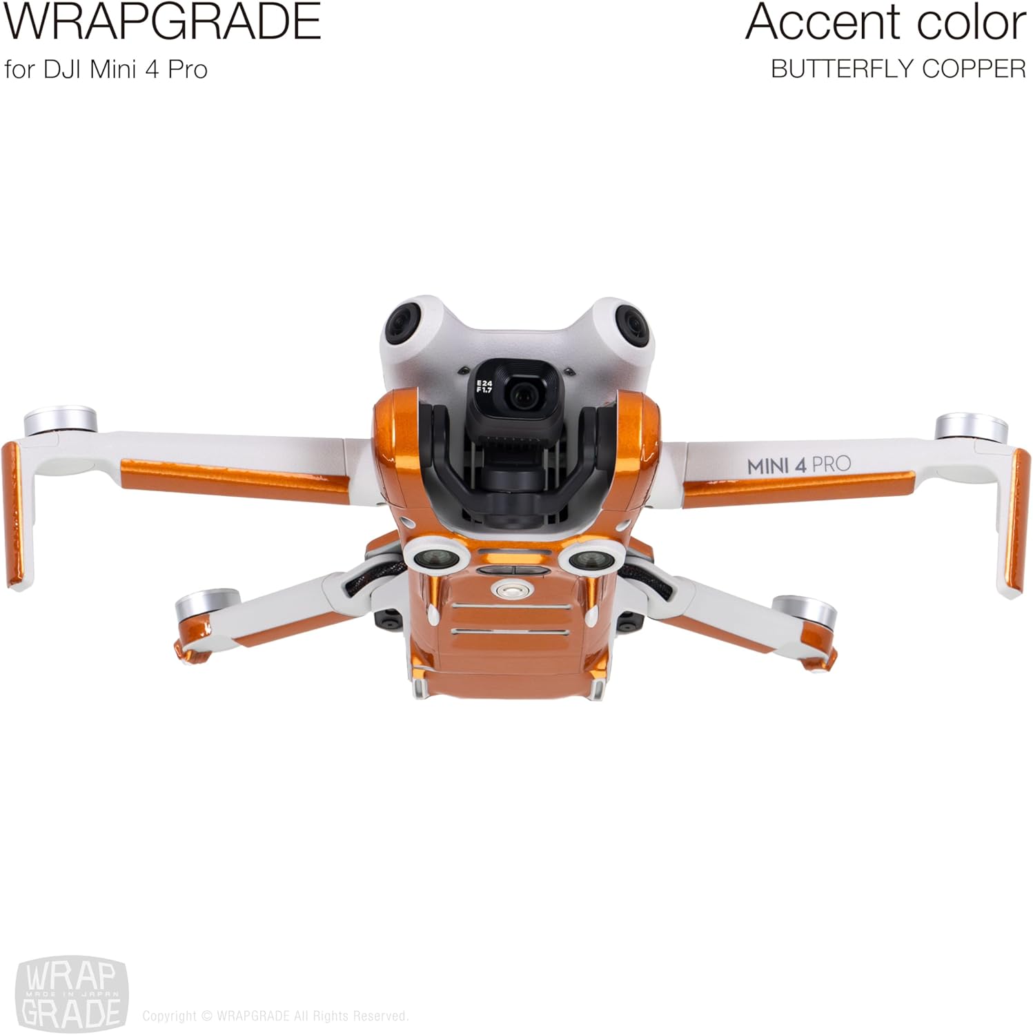 WRAPGRADE Skin Stickers Compatible with DJI Mini 4 Pro | Accent Color (Neon Orange)