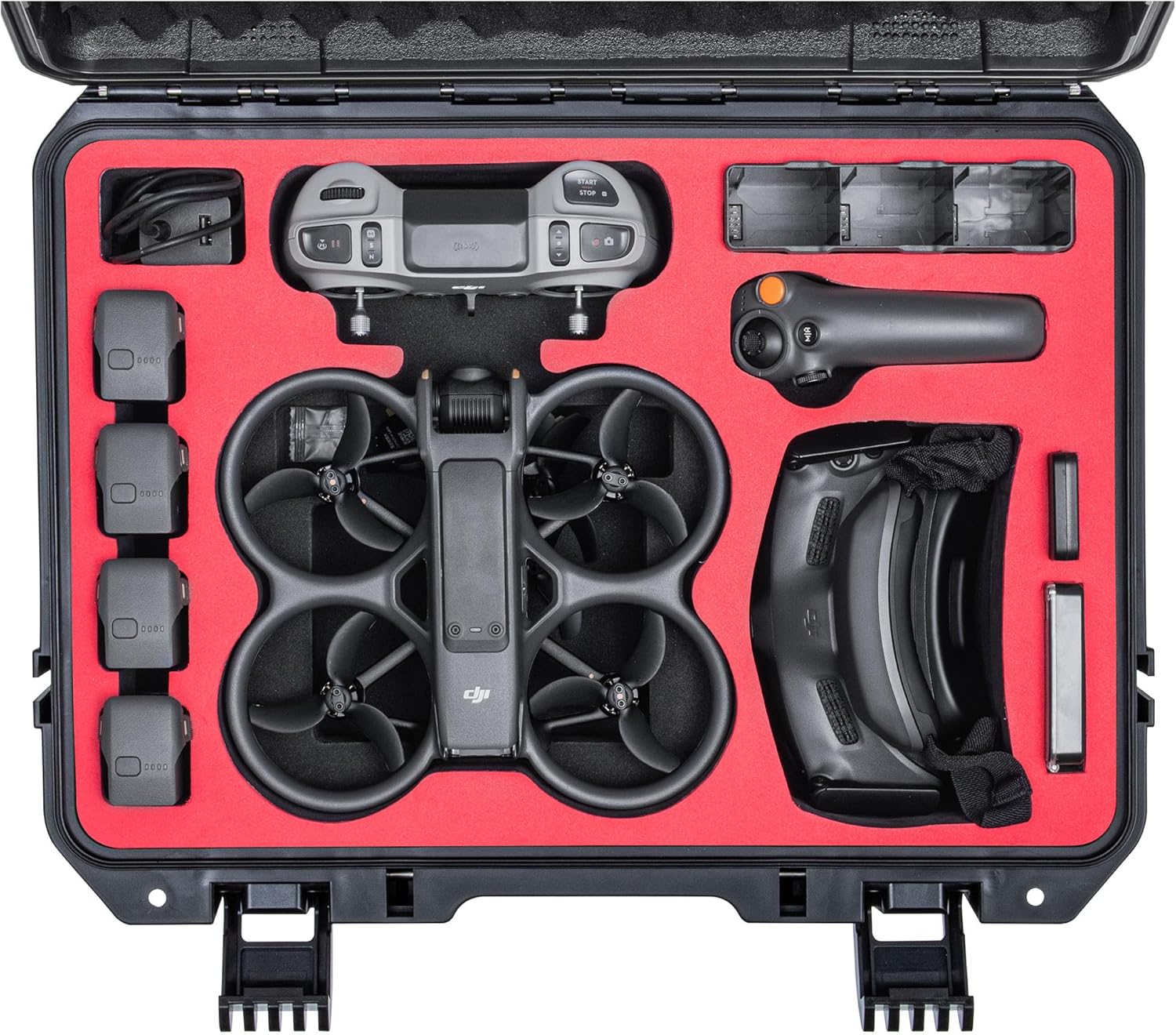 Avata 2 Hard Case,Waterproof Carrying Case for DJI Avata 2 Drone,Fly More Combo with DJI Goggles 3/RC Motion 3/FPV Remote Controller 3,Battery Charging Hub,FPV Drone Accessories(Black)