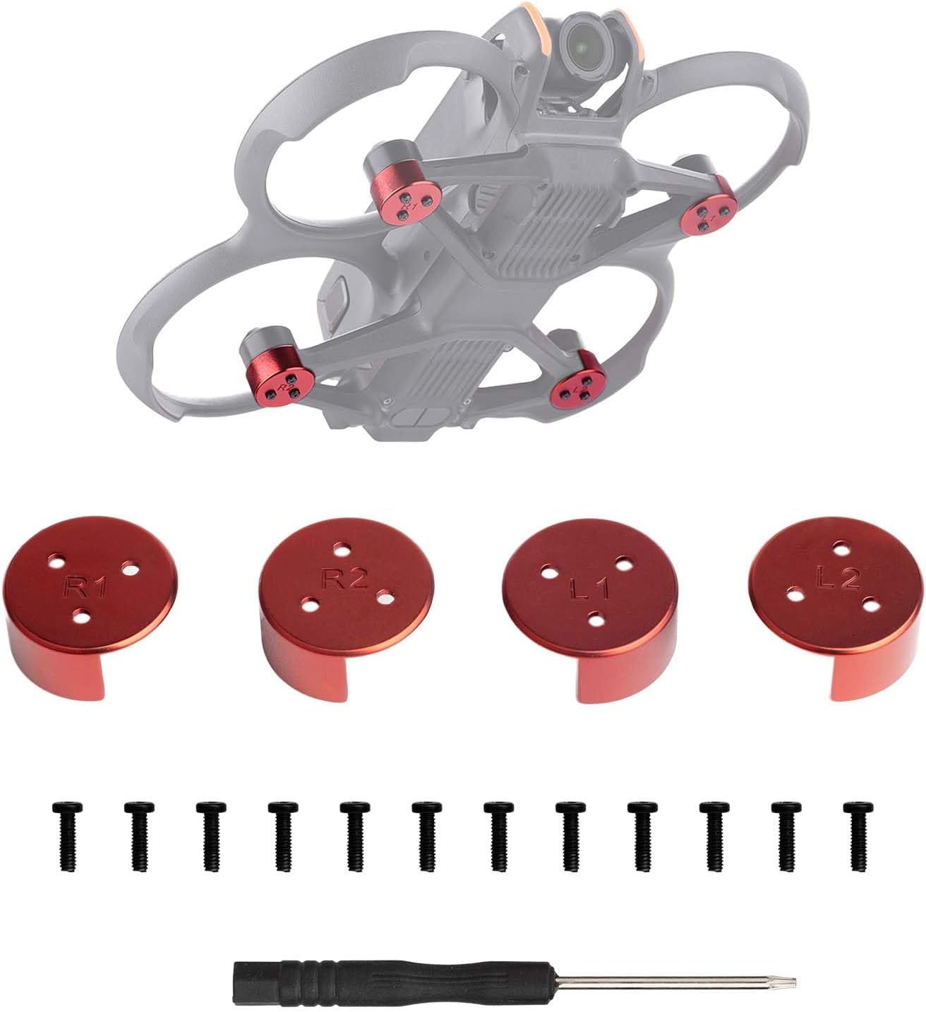 Bottom Protector Cover for DJI Avata 2, 4 PCS Aluminum Alloy Anti-Scratch Dust-Proof Bump Proof Dust Heield Drone Accessories for DJI Avata 2 (Red), Prevents Bottom Wear and Tear