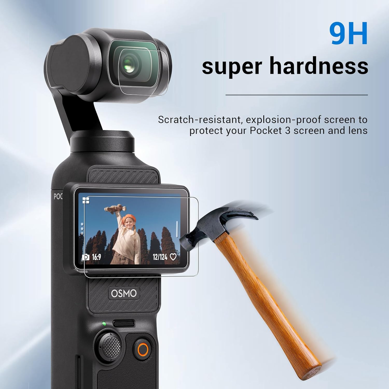 CYNOVA DJI Osmo Pocket 3 Screen Protector, Osmo Pocket 3 Lens Protector for DJI Osmo Pocket 3 Accessories with Tempered Glass LCD Display Film, Ultra HD, 9H Hardness, Scratch Resistant