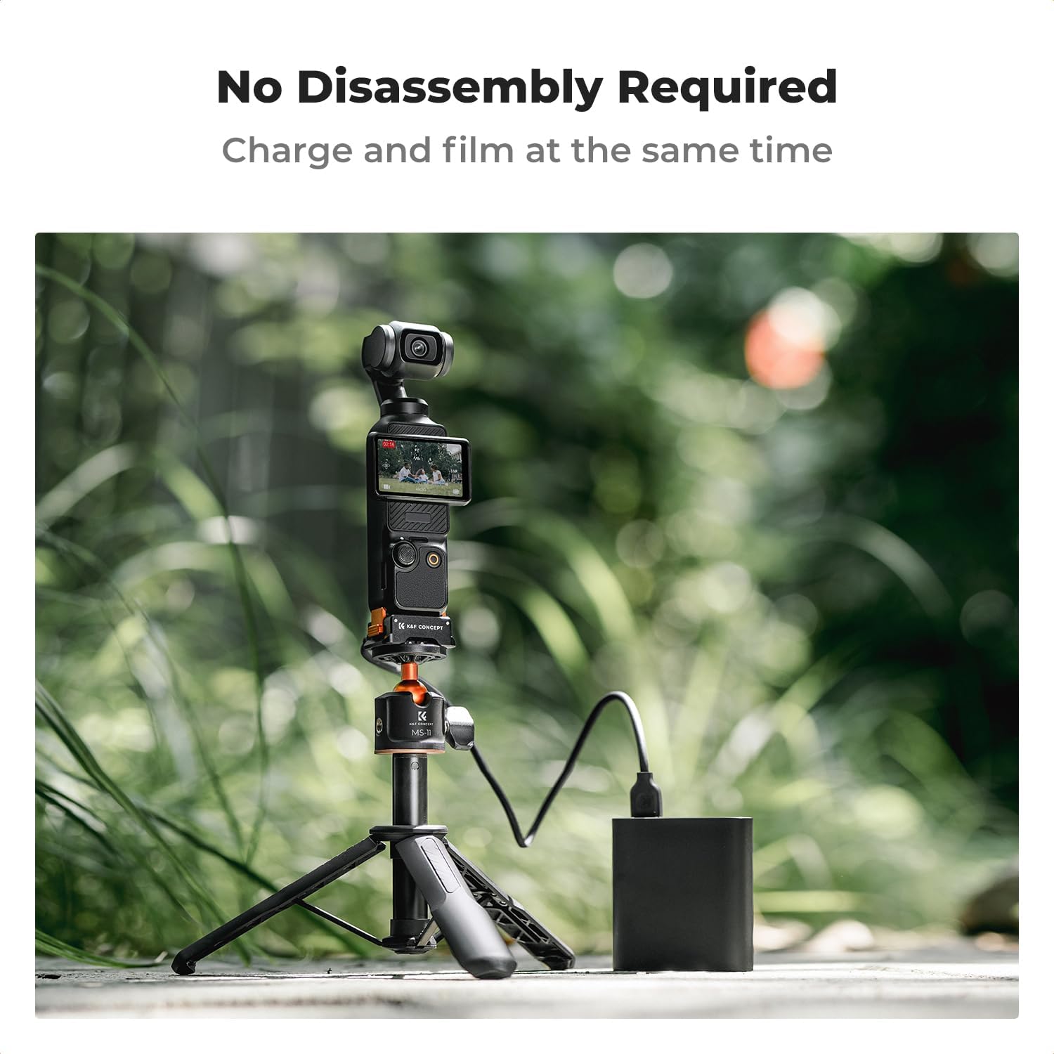 KF Concept Charging Adapter Base for DJI Osmo Pocket 3, Desktop Type-C Charging Dock Fit Arca-Swiss Standard, with 1/4 Screw Hole/Folding Finger, Aluminum Alloy Bracket