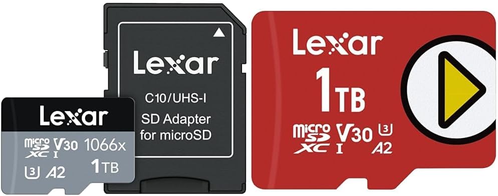 Lexar 256GB Professional 1066x micro SD Card w/ SD Adapter, UHS-I, U3, V30, A2, Full HD, 4K, Up to 160/120 MB/s, for Action Cameras, Drones, Smartphones, Tablets, Nintendo-Switch (LMS1066256G-BNANU)