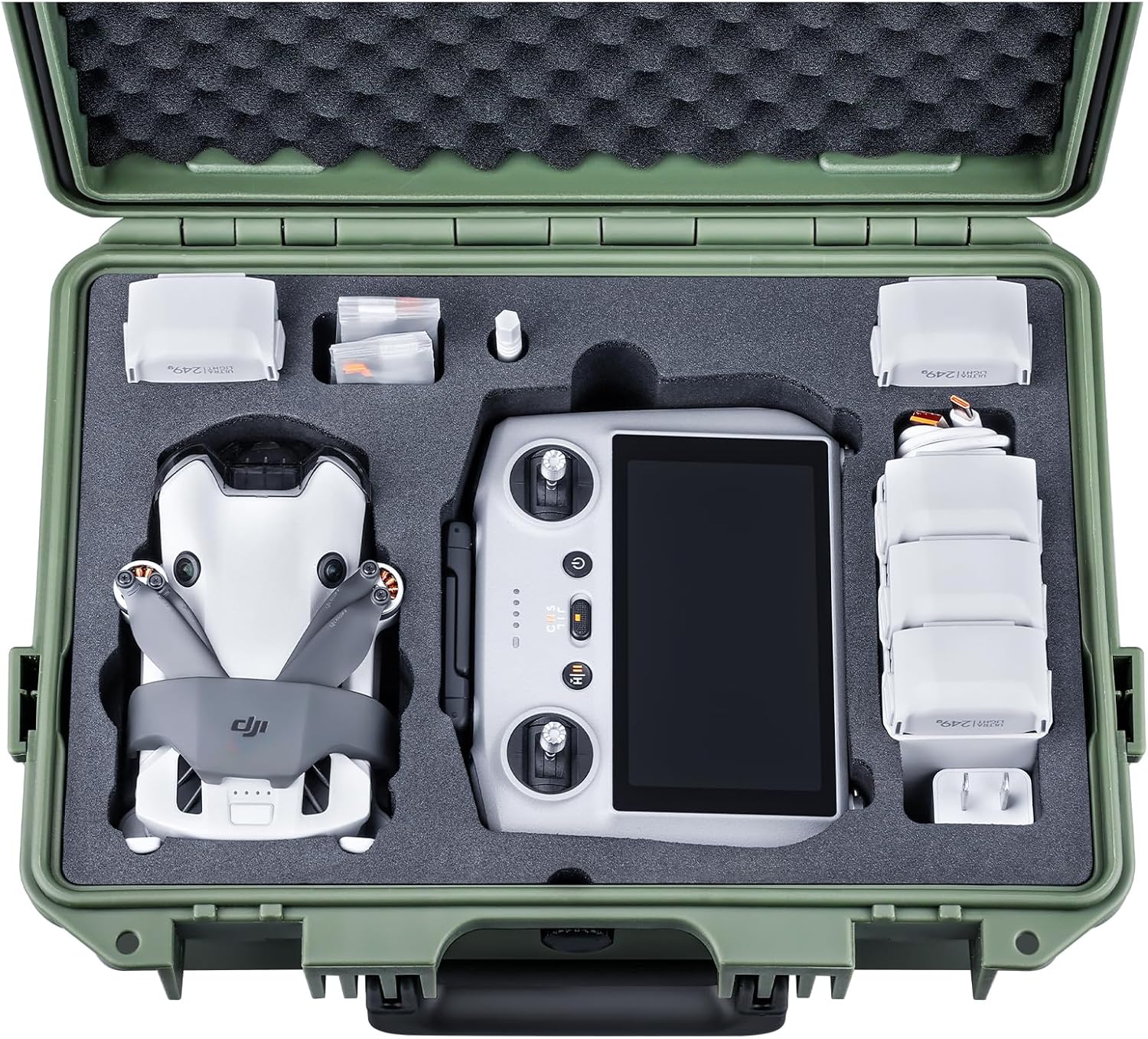 Lykus Titan MM410 Waterproof Hard Case for DJI Mini 4 Pro/Mini 3/Pro and RC2/RC/RC-N2/N1, Support 7 batteries and RC lanyard [CASE ONLY]