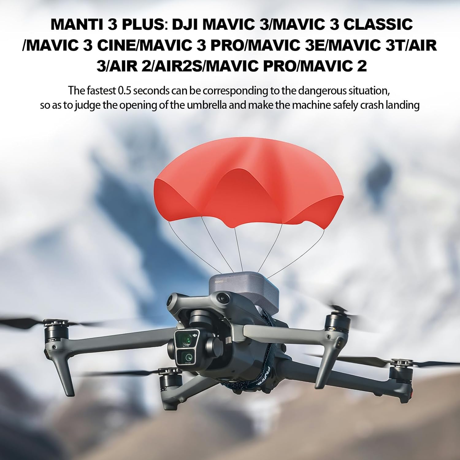 Manti 3 Plus UAV Flight Safety Guard, 2024 Upgraded Big Auto Umbrella, Drone Parachute for DJI Mavic 3/Mavic 3 Classic/Mavic 3 Cine/Mavic 3 Pro/Mavic 3E/Mavic 3T/Air 3/Air 2/Air2s/Mavic Pro/Mavic 2,