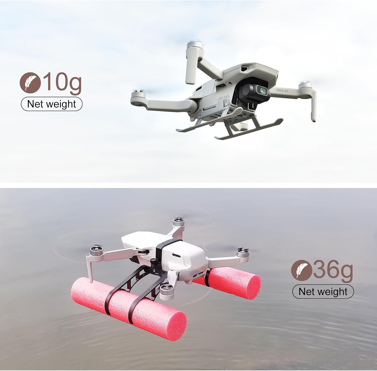 Mini 4K Landing Gear Leg  Water Landing Gear for DJI Mini 2 SE/Mini 2/ Mavic Mini/Mini SE/Mini 4K Accessories, Foldable Extender Drone Landing Gear Combo