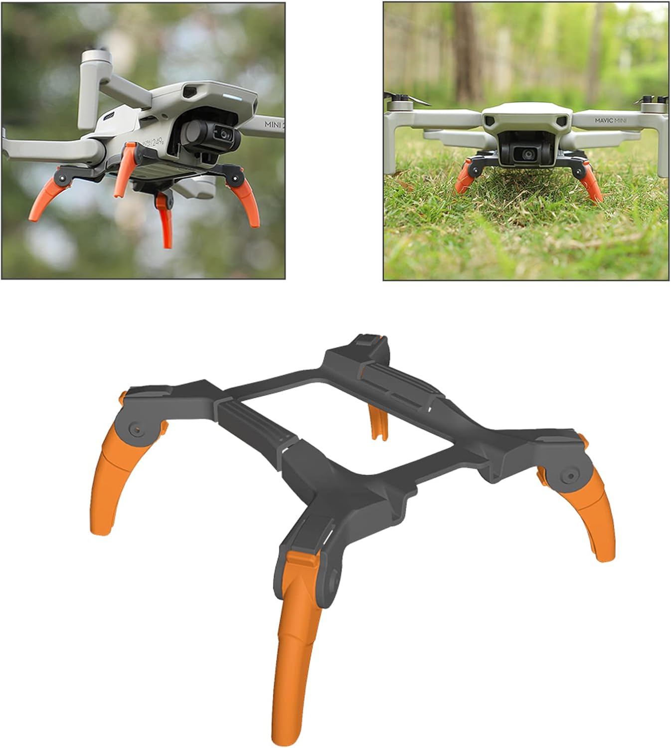 Owoda Landing Gear for DJI Mini 2/ Mini 2 SE/Mini 4K - Foldable Landing Leg Extension Feet Height Extended Protection for DJI Mavic Mini/Mini 2 / Mini SE/Mini 2 SE/Mini 4K (Orange)