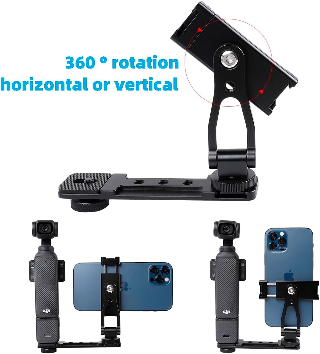 Phone Holder for DJI Osmo Pocket 3, Cell Phone Mount Expansion Accessories with 1/4 Thread Hole Used with Tripod and Extension Rod