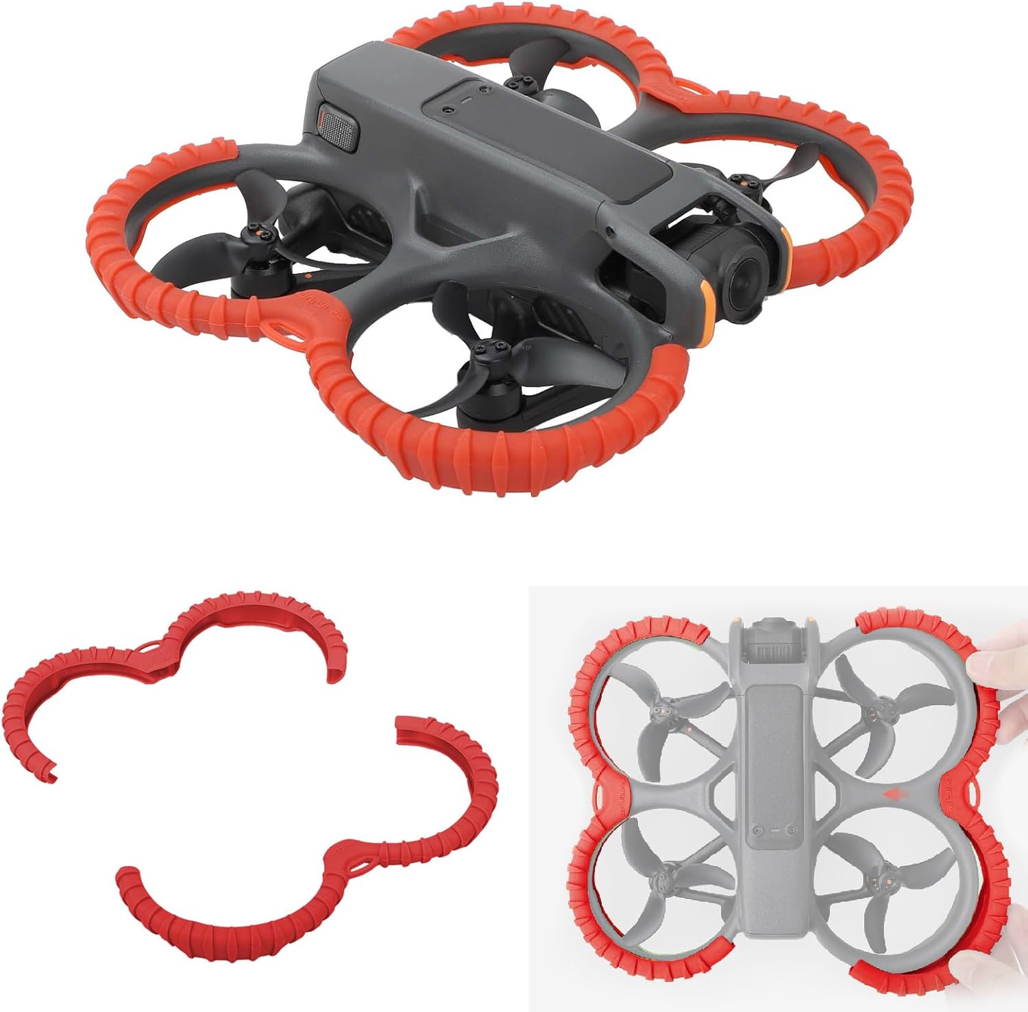 Propeller Guard Protector Accessories for DJI Avata 2, Prop Bumper Drone Anti-Collision Scratch-proof Protection,Fly Combo Protective Cover Ring(Red)