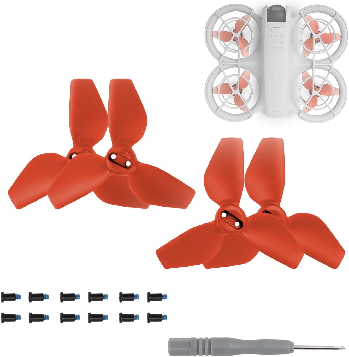 Propellers for DJI Neo Mini Self Flyging Camera Drone Prop Blades Accessories Replacement 2 Pairs (Red Tips)