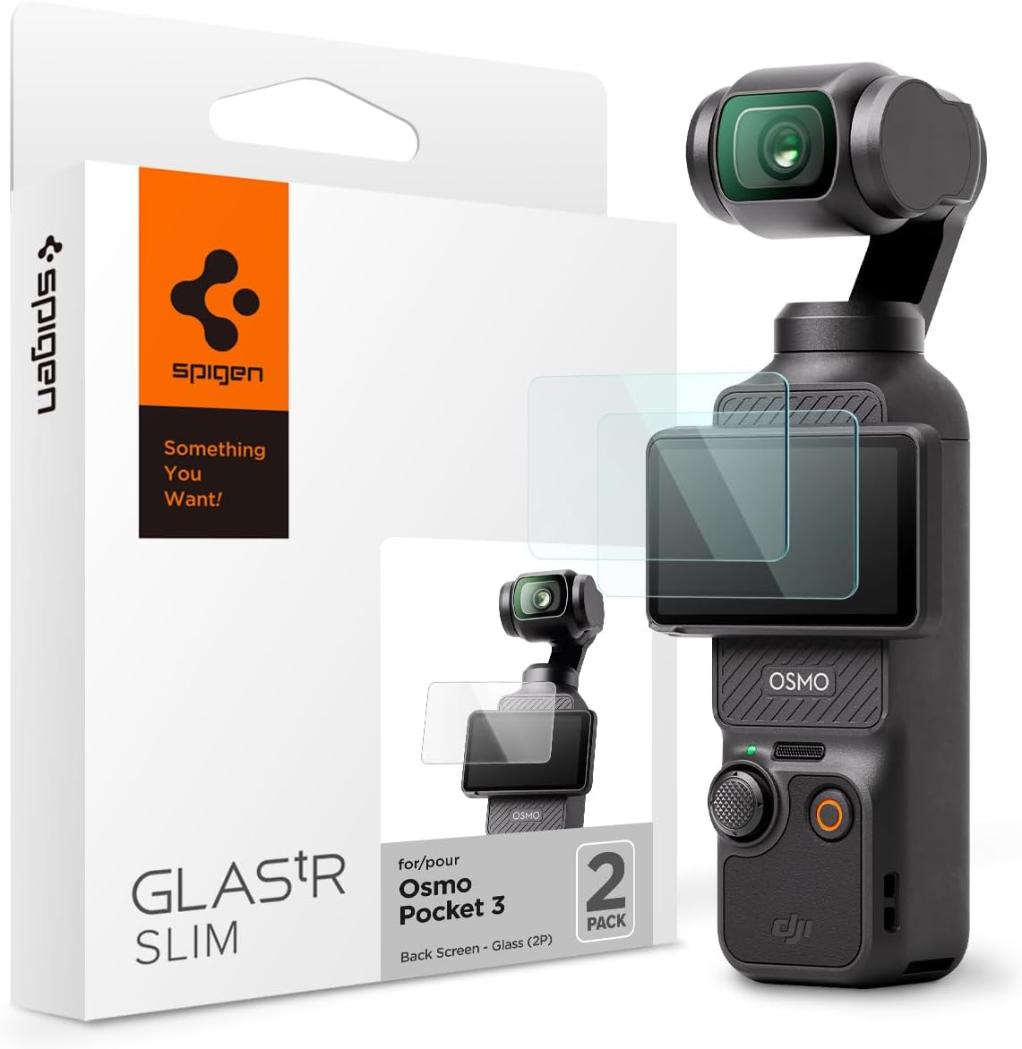 Spigen Tempered Glass Screen Protector [GlasTR Slim] Designed for DJI Osmo Pocket 3 [2 Pack] - Back Touch Screen Protector Only