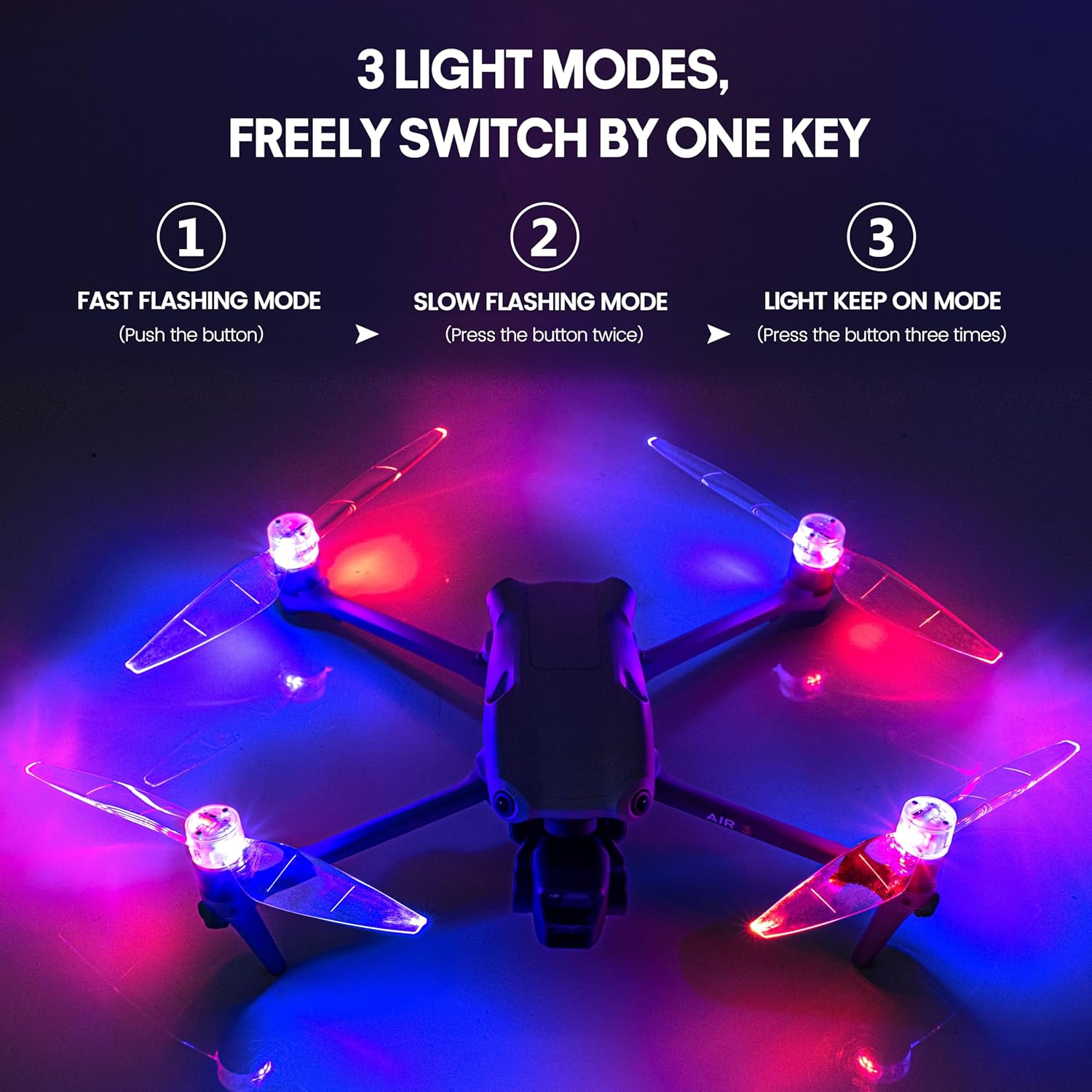 STARTRC Air 3 Propellers, LED Propellers for DJI Air 3 Quick-Release Low Noise Propeller with Rechargeable LED Night Flying Blades for DJI Air 3 Series Accessories(4PCS)