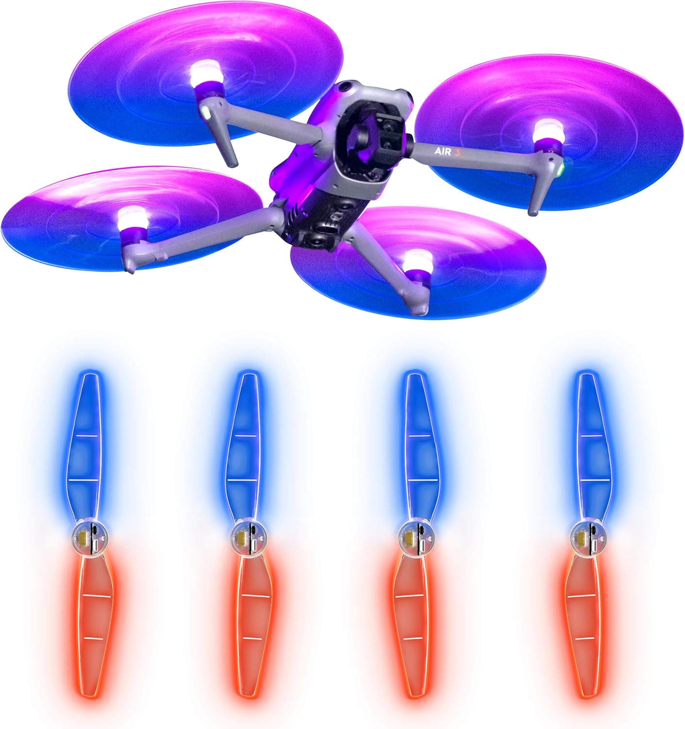 STARTRC Air 3 Propellers, LED Propellers for DJI Air 3 Quick-Release Low Noise Propeller with Rechargeable LED Night Flying Blades for DJI Air 3 Series Accessories(4PCS)