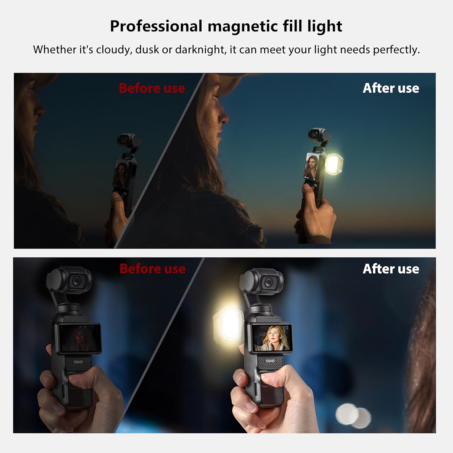 STARTRC Magnetic Fill Light for DJI Osmo Pocket 3 Creator Combo, Magnetic Mount Compatible with DJI Pocket 3/Pocket 2/Pocket Action Camera Accessories