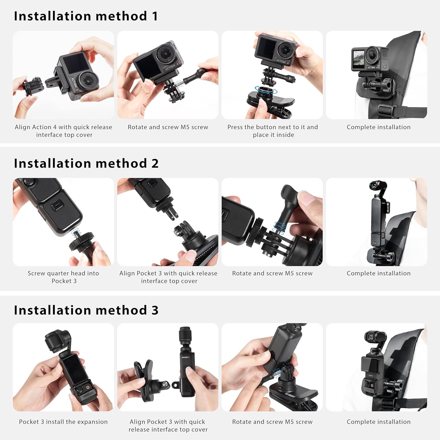 STARTRC OSMO Pocket 3 360° Rotation Magnetic Backpack Clip Mount Shoulder Strap Expansion Adapter Accessories for DJI Pocket 3/OSMO Pockt/Action 5 pro Cameras