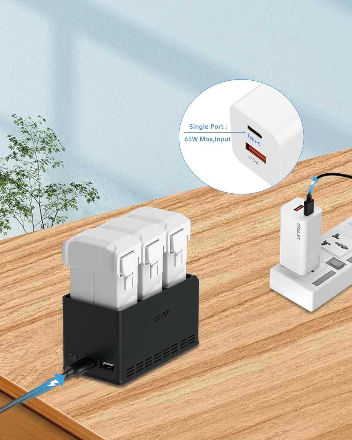 100W Mini 4 Pro/Mini 3 Series Battery Charging Hub (3X Fast Charging), Two-Way Battery Charger with Storage LED Lights Alarm Mode, Compatibility: DJI Mini 4 Pro, DJI Mini 3 Pro, DJI Mini 3 Drone