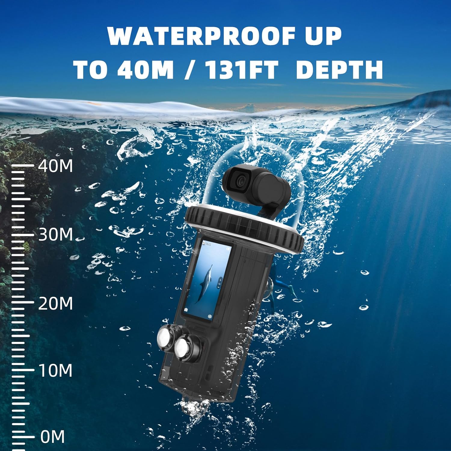 40M Pocket 3 Waterproof Housing Compatible with DJI Osmo Pocket 3,131ft Waterproof Case Dive Shell Underwater Protective Case Pocket 3 Accessories