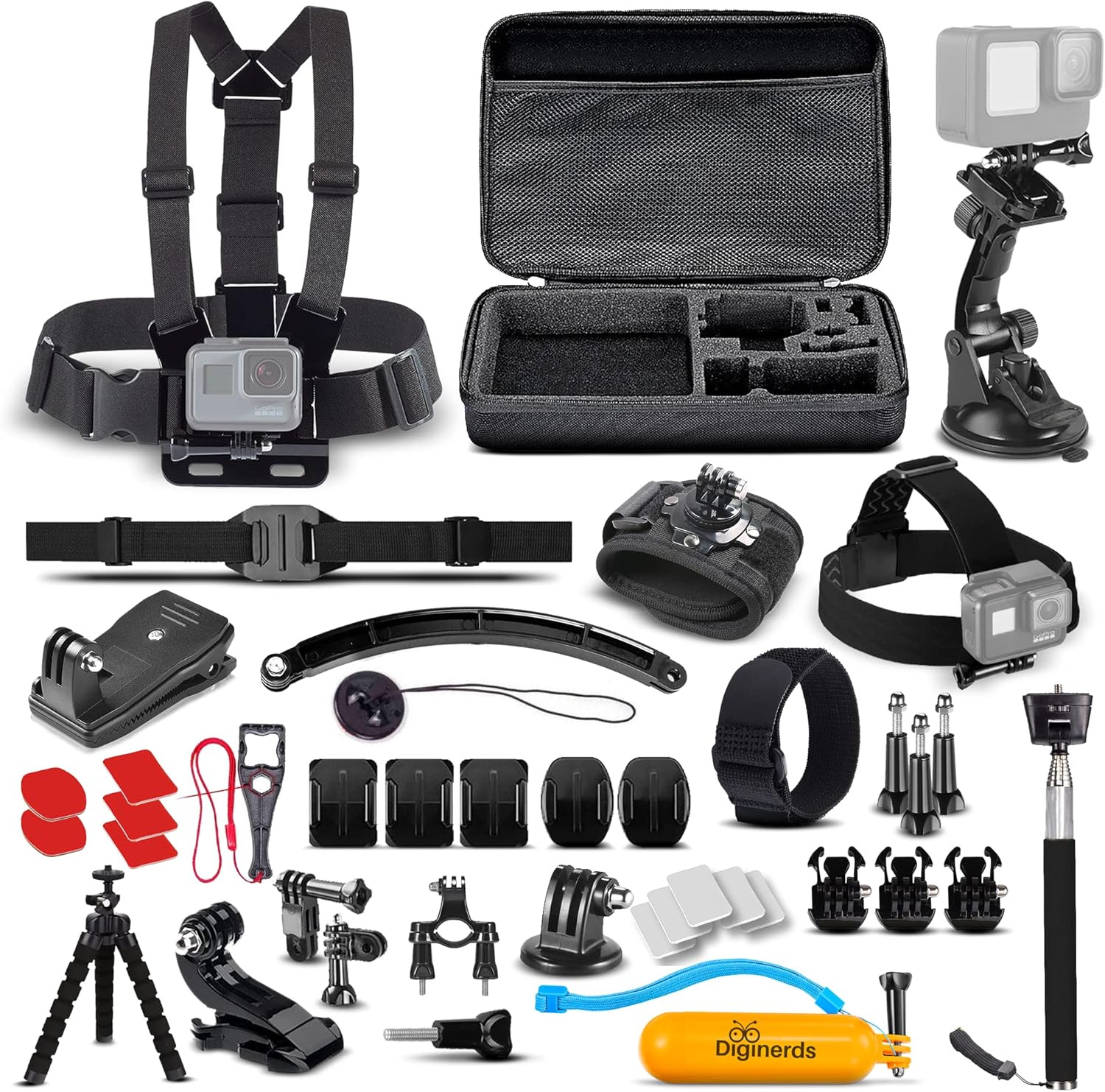 50 in 1 Action Camera Accessory Kit Compatible with GoPro Hero11/10/9/8/7/6/5, GoPro Max, GoPro Fusion, Insta360, DJI Osmo Action, AKASO, and More