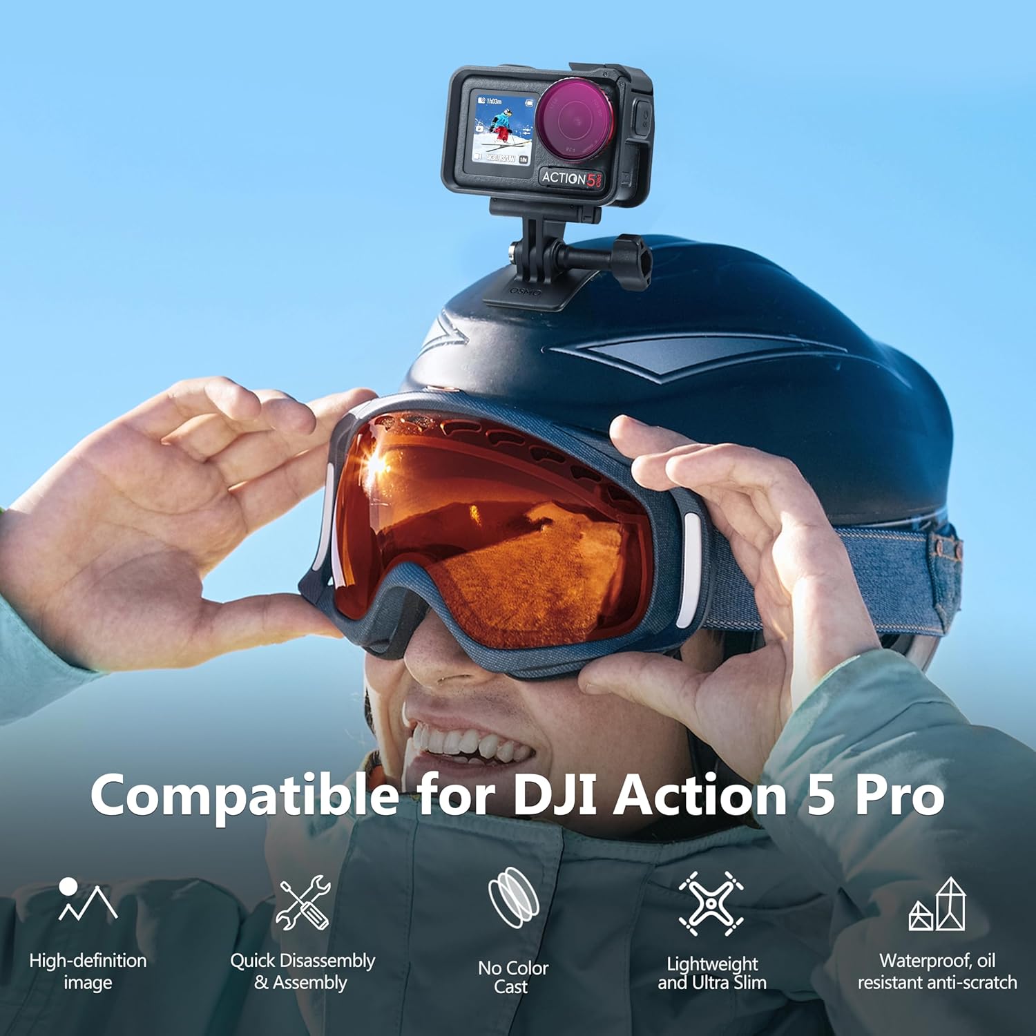 Action 5 Pro ND Filter Set for DJI Osmo Action 5 Pro, Tomat 4 Pack ND8 ND16 ND32 CPL Neutral Density Filter Kit Accessories, Multi Coated HD Optical Glass Aluminum Frame