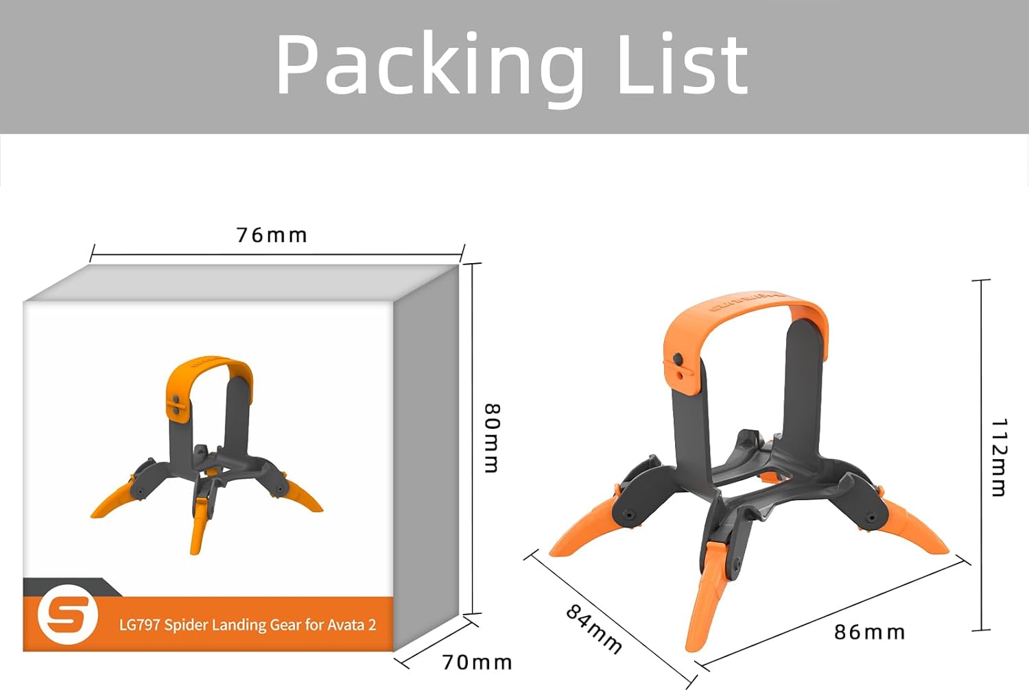 Avata 2 Landing Gear,Landing Gear for DJI Avata 2, Foldable Quick Release Extension Leg for DJI Avata 2 Accessories Extension Heightened Landing Gear Protection Bracket for Avata 2 Drone (Orange Gray)