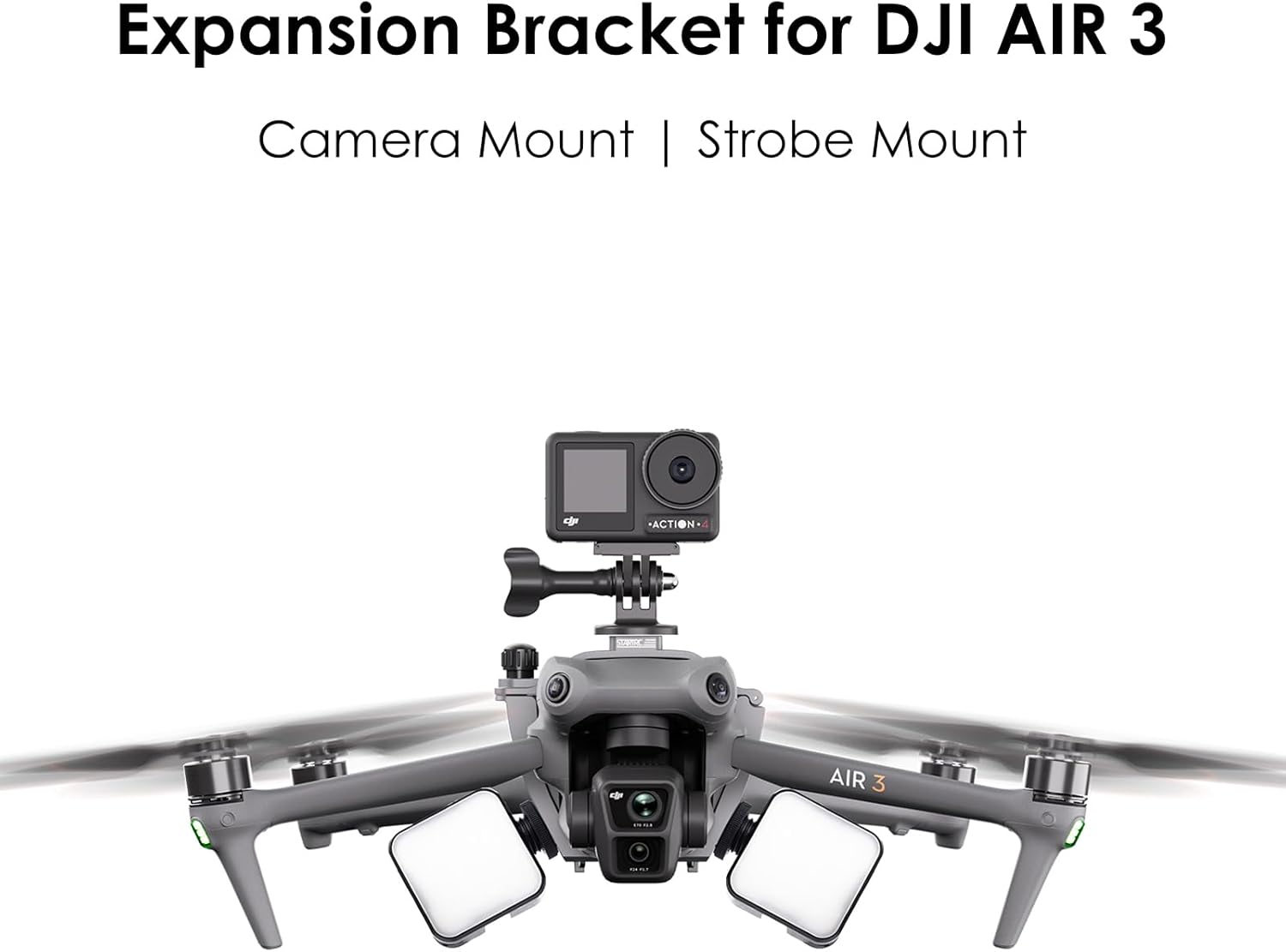 CAPART Camera Mount Expansion Bracket for DJI Air 3 Drone, with 1/4 Screw Hole, Cold Shoe Mount, Compatible DJI OSMO Action 4 3 Pocket 2 1 Insta360 Go 3 2 Go Pro 11 10 9 Action Cameras