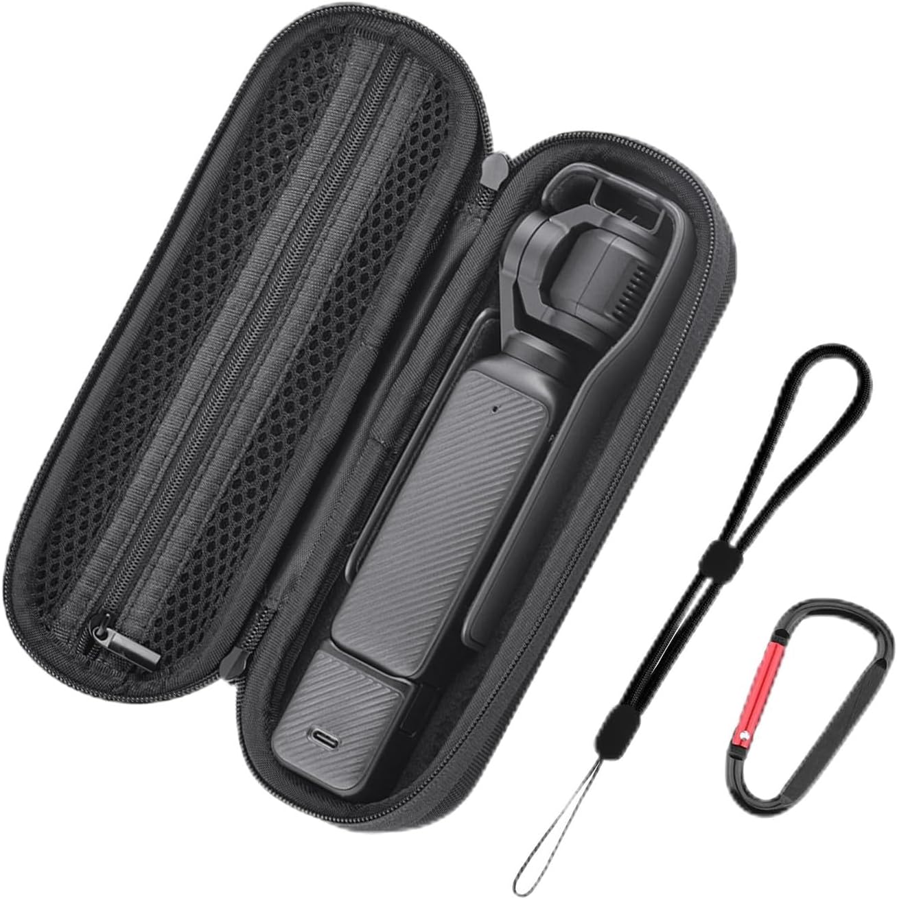 Carrying Case for DJI OSMO Pocket 3, Portable Nylon Storage Bag,Pocket 3 Bag With Carabiner  Wrist Strap Accessories(Black)