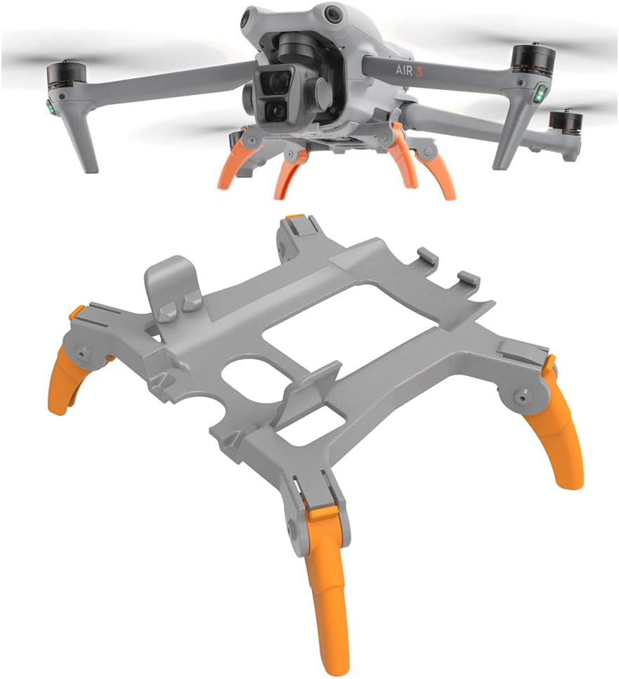 Coyktonty Landing Gear Foldable Extended Landing Gear for DJI Air 3,Increase 3.6cm Protective Accessories (Gray+Orange)