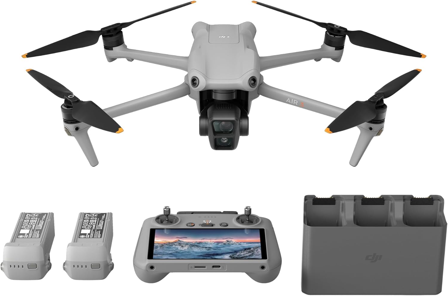 DJI Air 3 Fly More Combo with DJI RC 2, Drone with Camera 4K, Dual Primary Cameras, 3 Batteries for Extended Flight Time, 48MP Photo, 20Km Max Video Transmission, FAA Remote ID Compliant