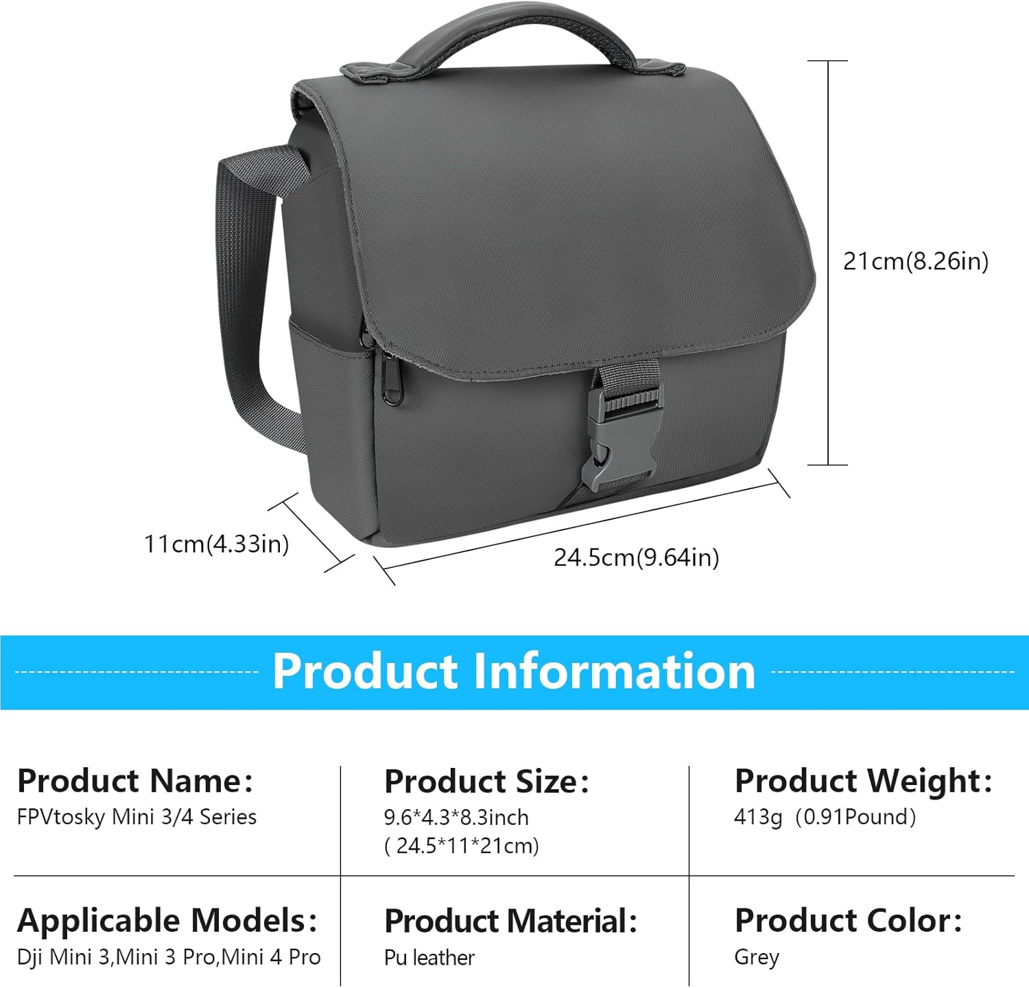 FPVtosky Shoulder Bag for DJI NEO/Mini 4 Pro/Mini 3 Pro Drone, Mini Series Travel Carrying Bag for DJI Mini 2 SE/Mini 3 / Mini 4 Pro Case, Premium DJI Mavic Mini 2/3 / 4 Series Accessories