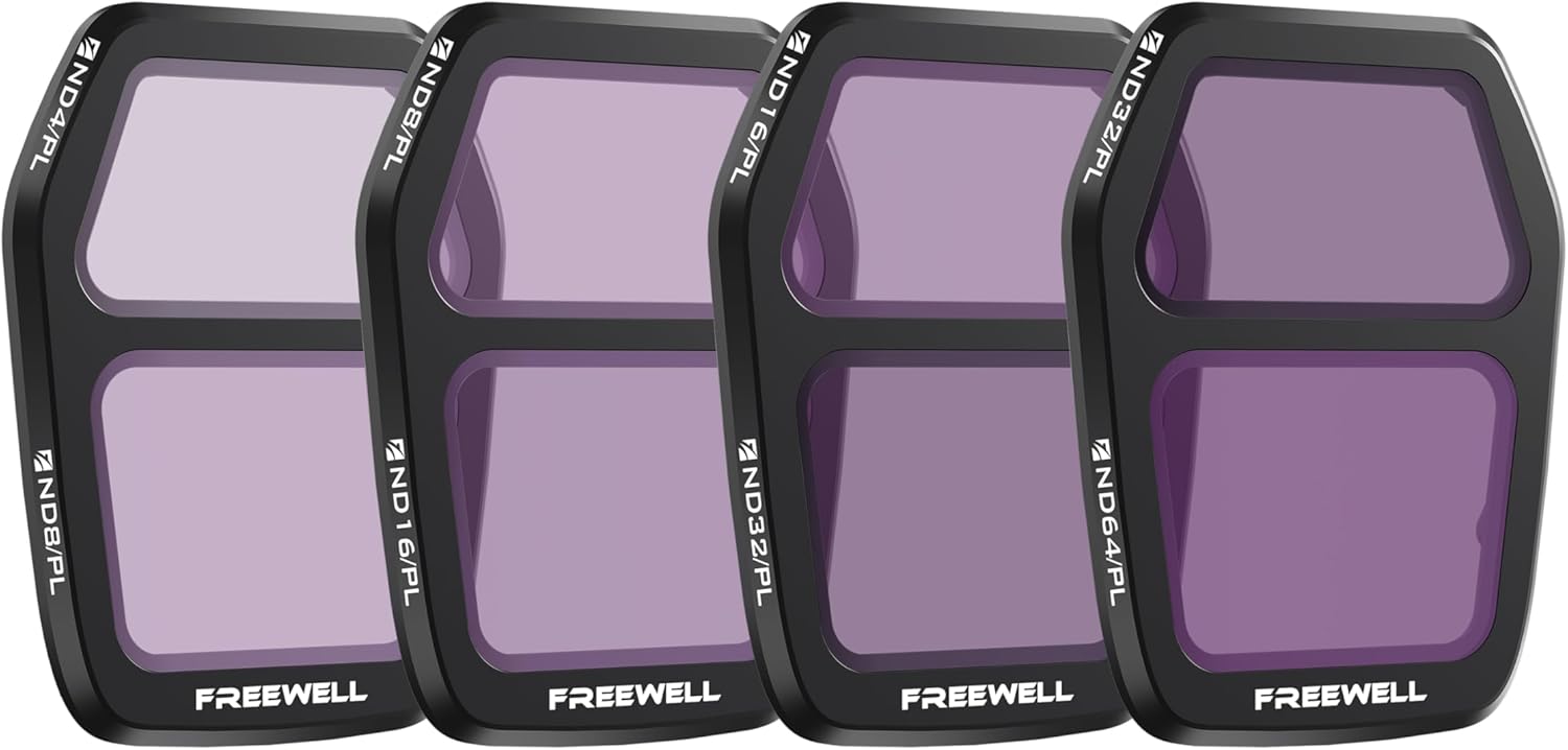 Freewell Air 3S Split ND Filter 4-Pack - ND8/ND16, ND16/ND32, ND32/ND64, ND64/ND128 for Balanced Exposure for Dual-Lens Control in Changing Light