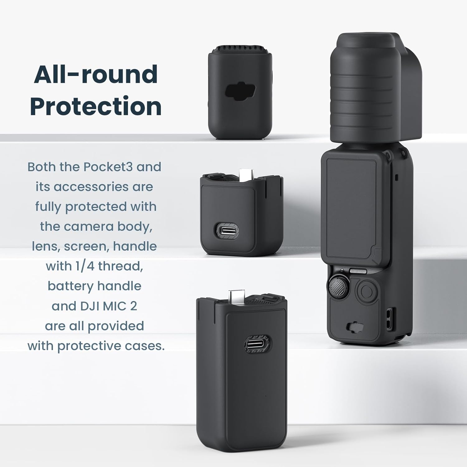 Gimbal Silicone Protective Case Cover for DJI Osmo Pocket 3, All-Round Protection Handheld Camera Lens Screen Protector Guard Protection