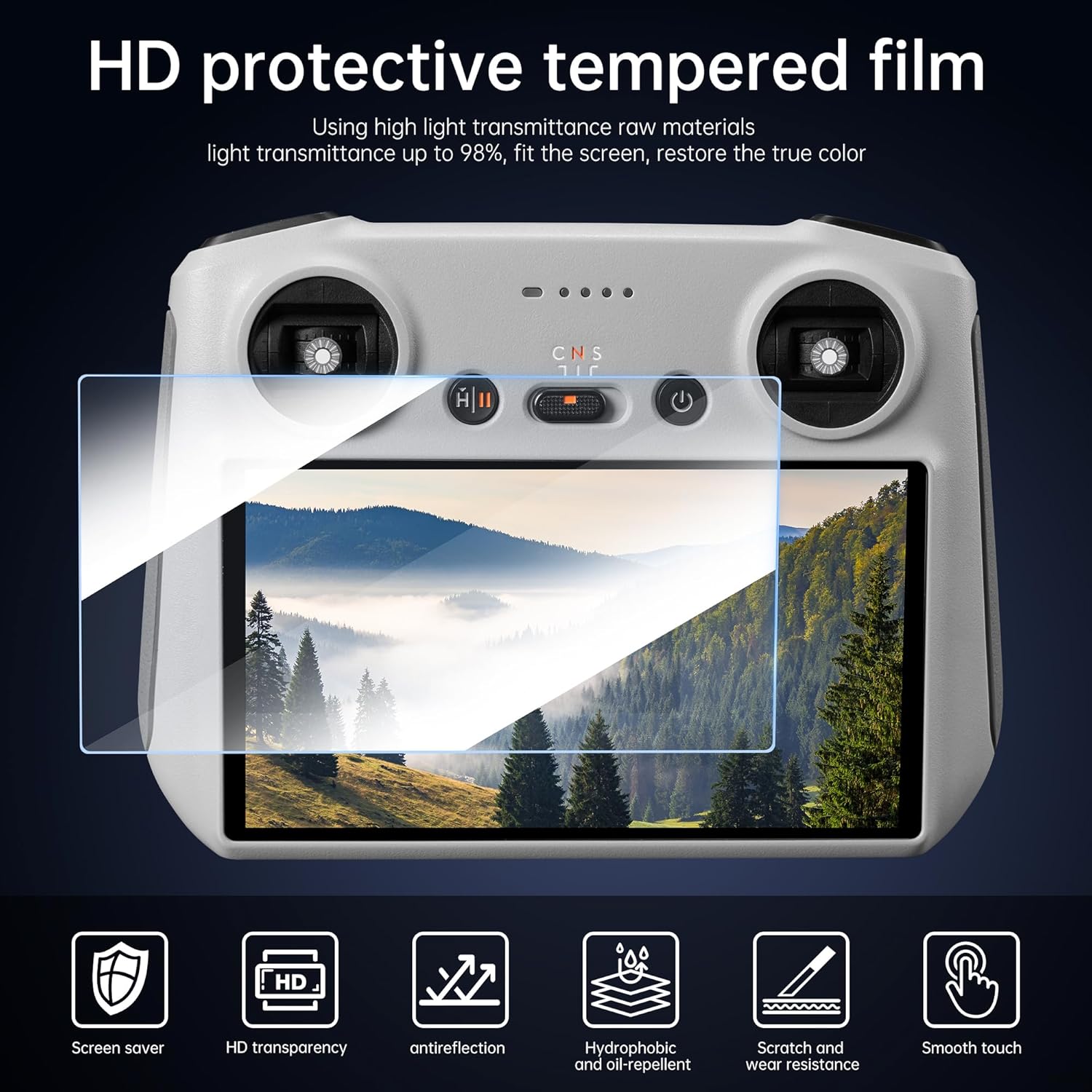 HD Tempered Glass Screen Protector Film Compatible with SPECTA/DJI Mini 4 Pro/Mini 3/Mini 3 Pro/Air 3/Mavic 3 Pro/Air 2S RC/RC 2 Remote Controller Accessories (3 PACK)