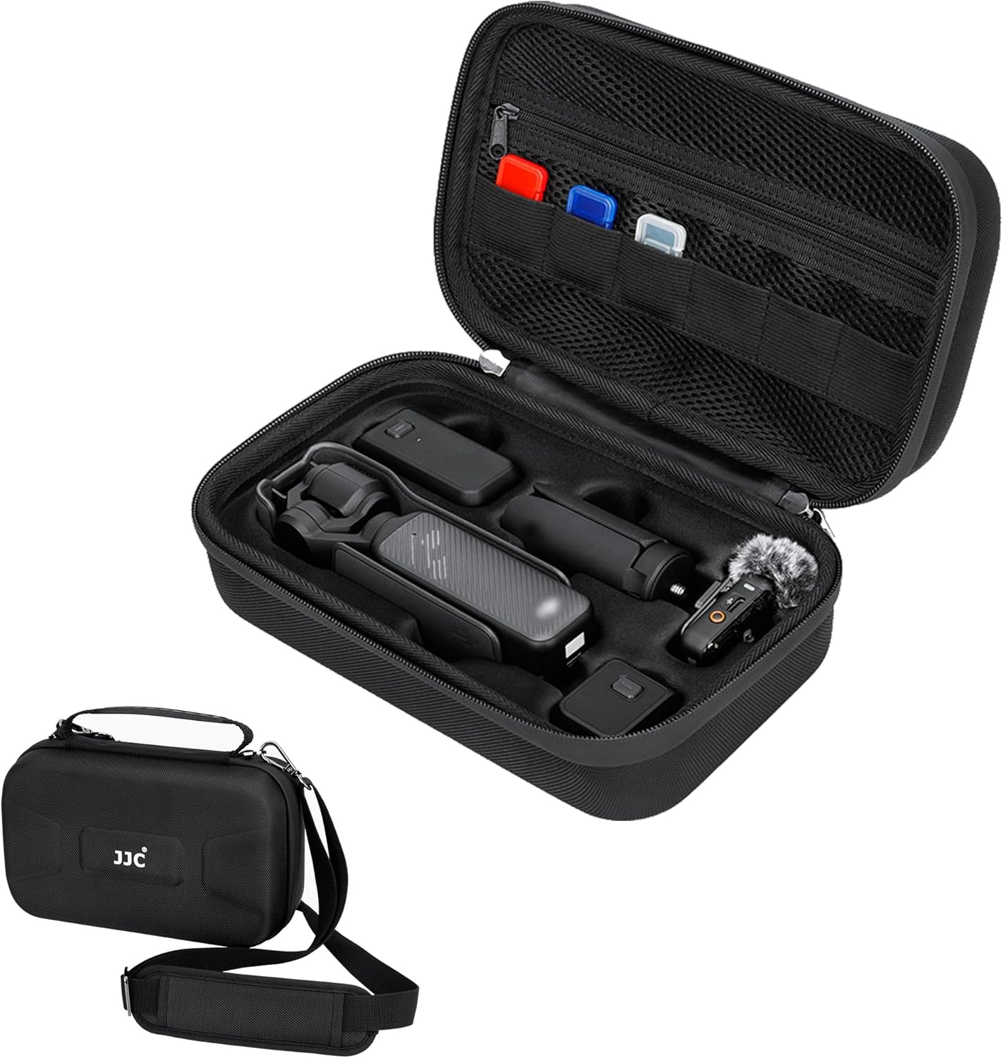 JJC Osmo Pocket 3 Case, Portable Carrying Case Bag for DJI Osmo Pocket 3 Creator Combo, Osmo Pocket 3 Travel Protective Case with Neck Strap and MicroSD Card Case, Small Pocket for Accessories Storage