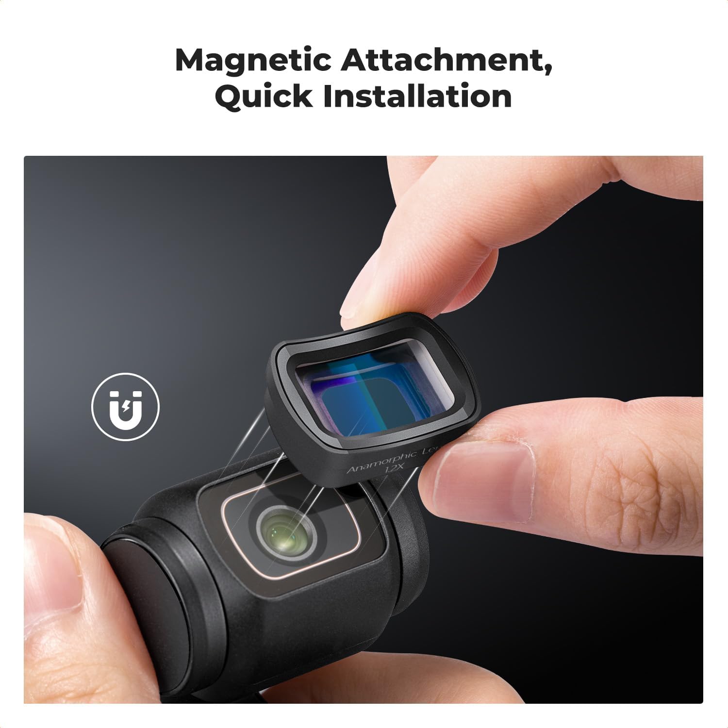 KF Concept 1.2X Anamorphic Lens Compatible with DJI Osmo Pocket 3, Blue Streak Effect Widescreen Cinematic Lens, Magnetic Attach/Multi-Coated/Optical Glass