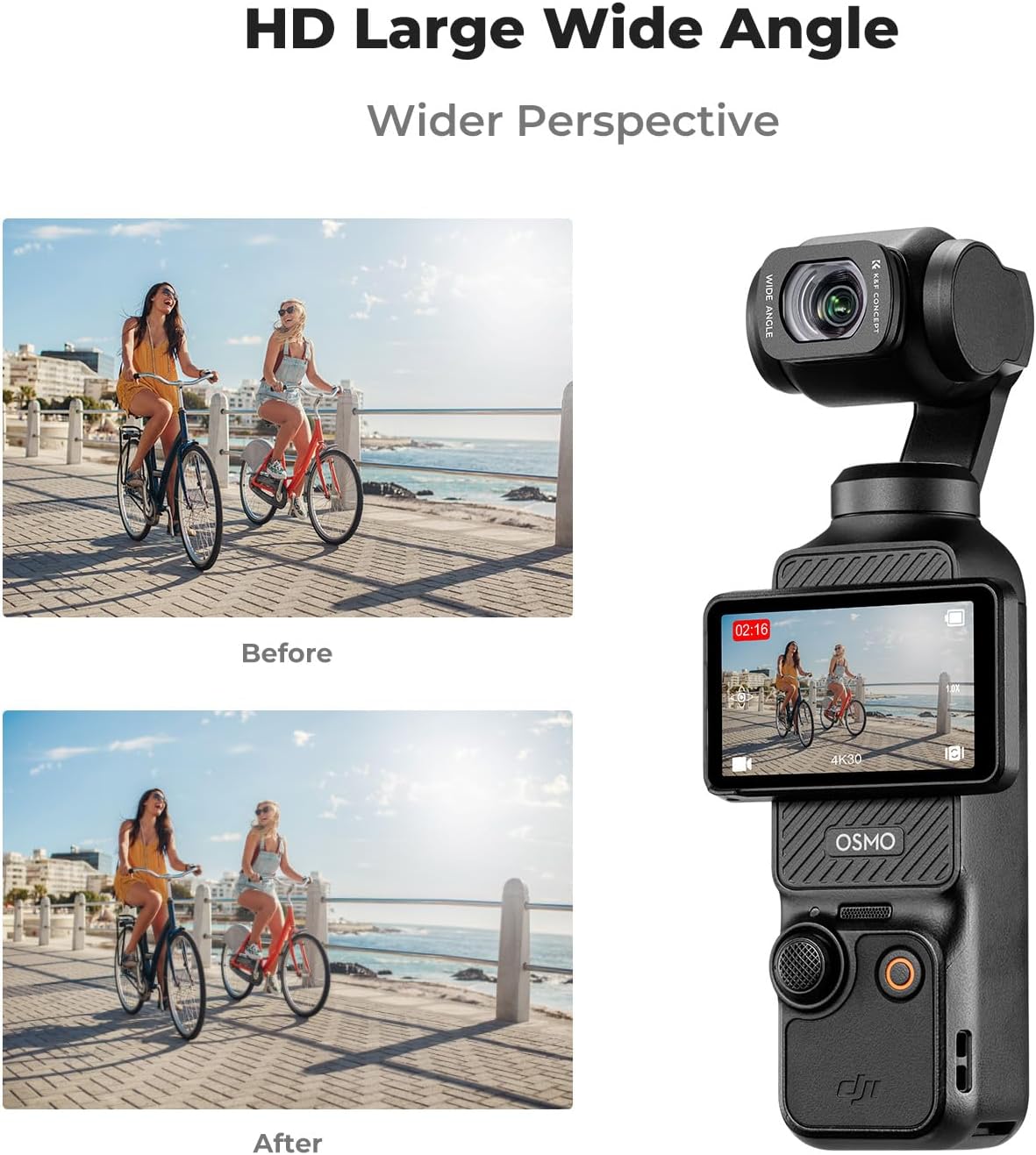 KF Concept Wide-Angle Lens Compatible with DJI Osmo Pocket 3, Magnetic Attach/Multi-Coated/Optical Glass