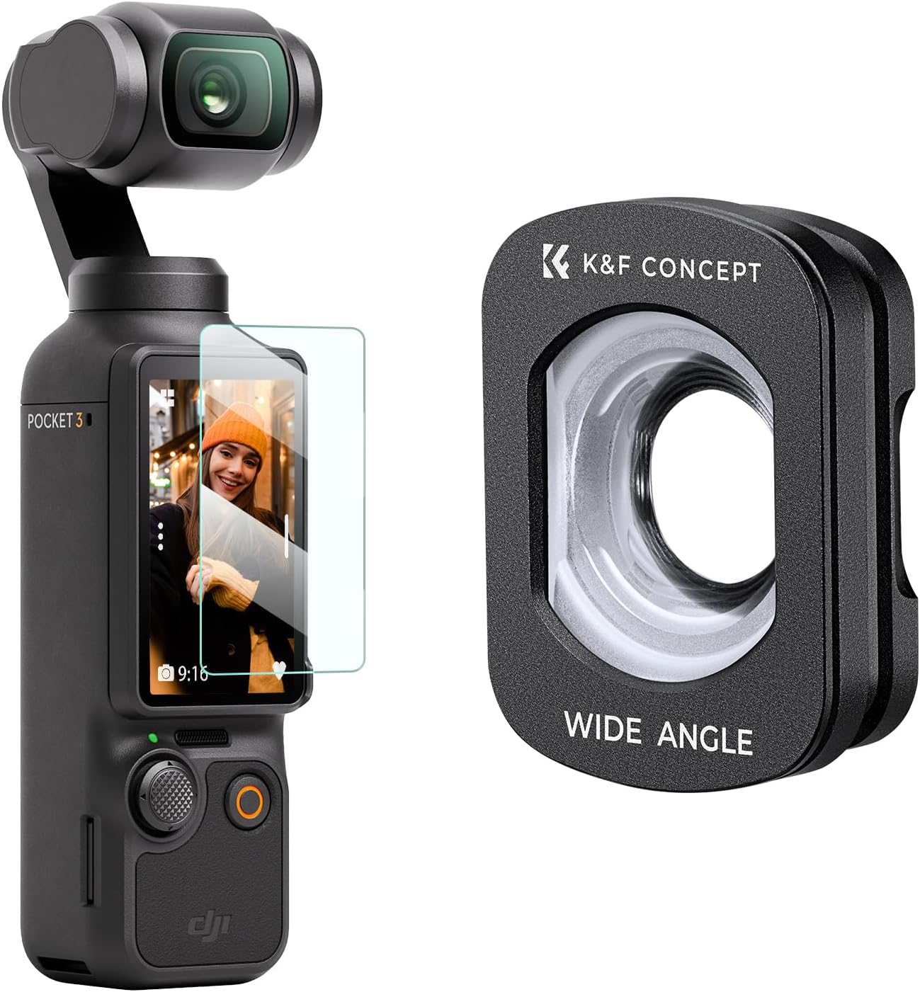 KF Concept Wide-Angle Lens Compatible with DJI Osmo Pocket 3, Magnetic Attach/Multi-Coated/Optical Glass