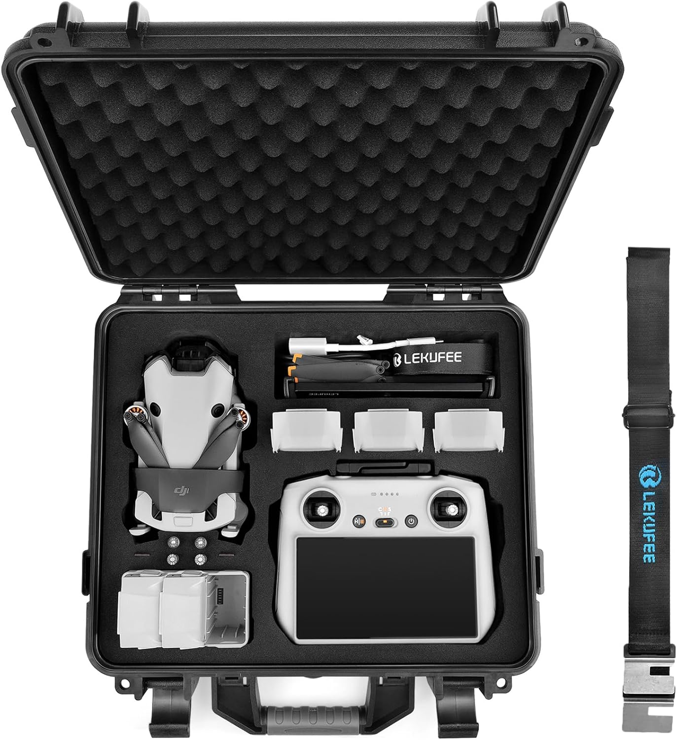 Lekufee Waterproof Hard Carrying Case Compatible with DJI Mini 4 Pro Drone/DJI Mini 4/Mini 3 Pro/Mini 3 Drone and DJI RC 2/DJI RC/RC N2/RC N1 Remote Controller and Accessories(Case Only)