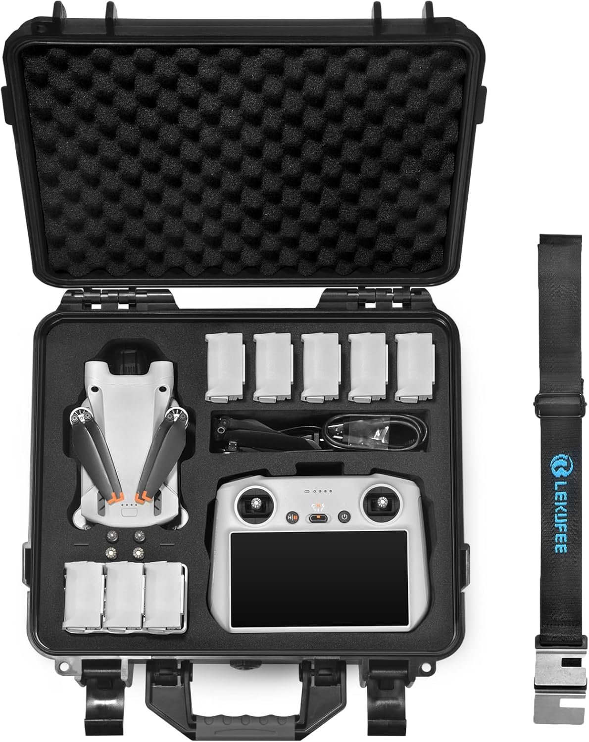 Lekufee Waterproof Hard Carrying Case Compatible with DJI Mini 4 Pro,DJI Mini 3 Pro,DJI Mini 3 Drone,DJI RC 2/DJI RC,DJI RC N3/N2/N1 and Accessories(Case Only)