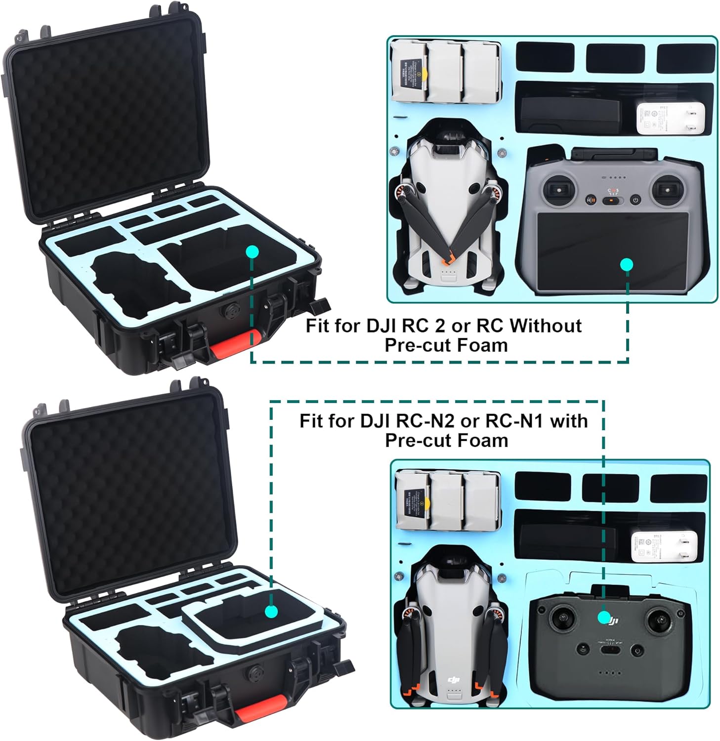 Mini 4 Pro Hard Case - Secure Carrying Case for DJI Mini 4 Pro Fly More Combo - Waterproof Travel Bag for DJI RC 2/RC-N2 Remote Controller - Hardshell Case for DJI Mini 4 Pro/Mini 3 Series