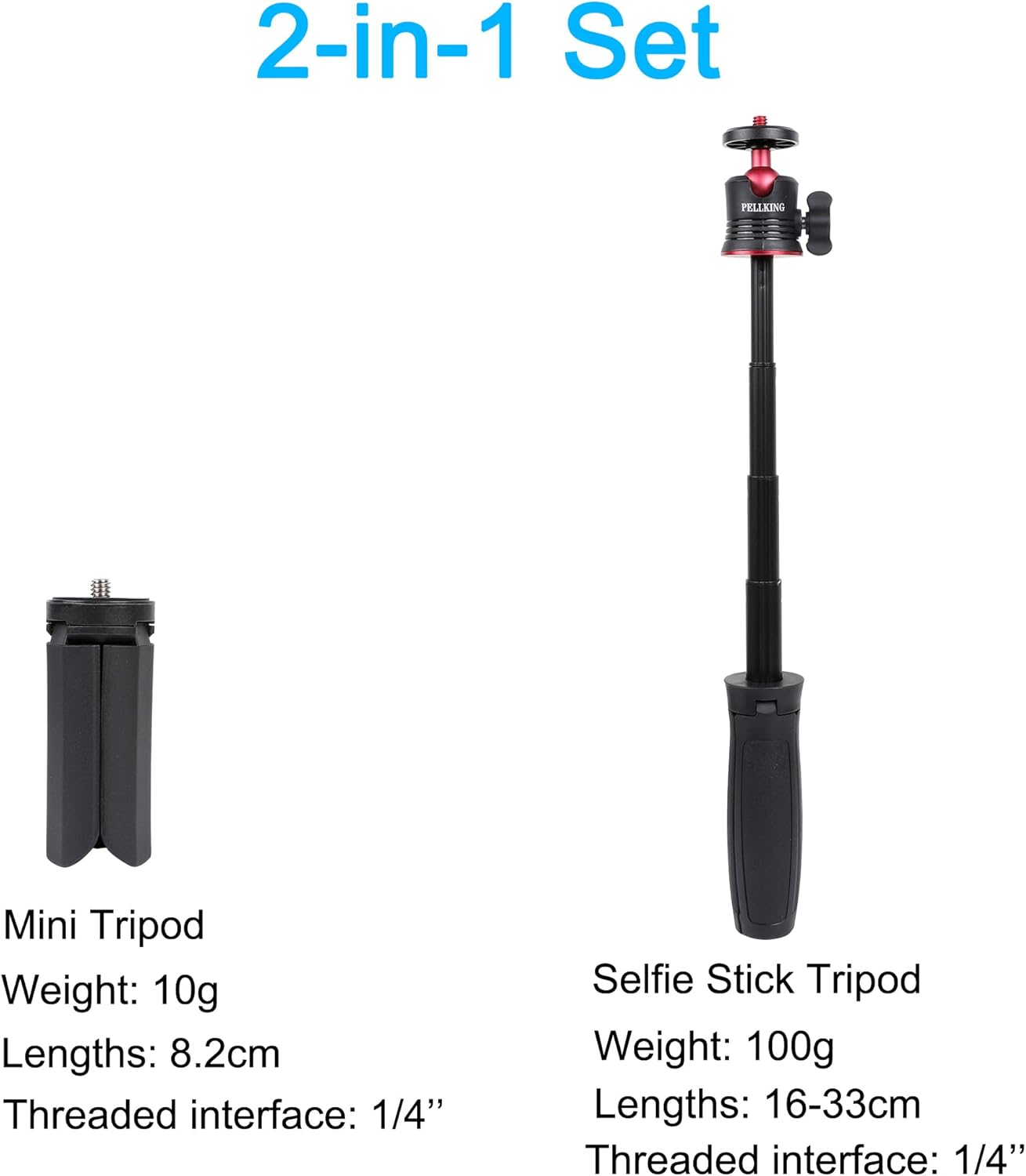 PellKing Tabletop Tripod and Selfie Stick Tripod Kit for DJI OSMO Pocket 3 2 Camera