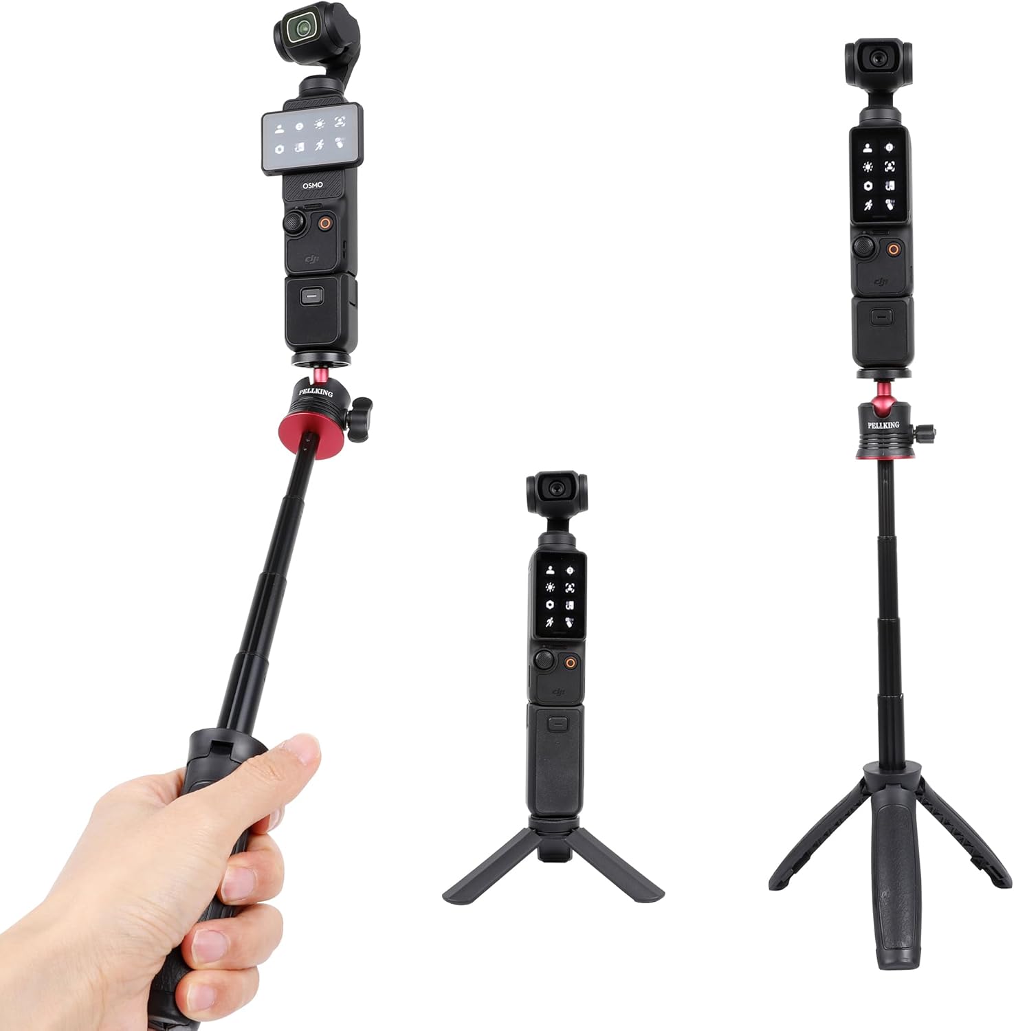 PellKing Tabletop Tripod and Selfie Stick Tripod Kit for DJI OSMO Pocket 3 2 Camera