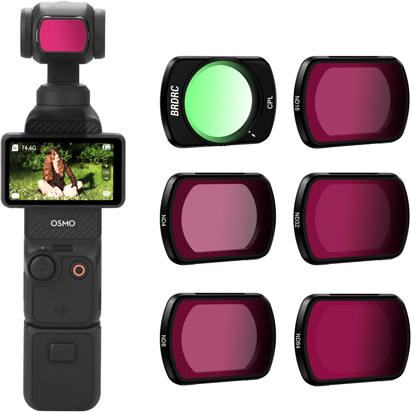 Pocket 3 ND Filters Set, 6 Pack - CPL ND4 ND8 ND16 ND32 ND64 Lens Filter for DJI Osmo Pocket 3 Creator Combo Camera Accessories - Can be Stacked