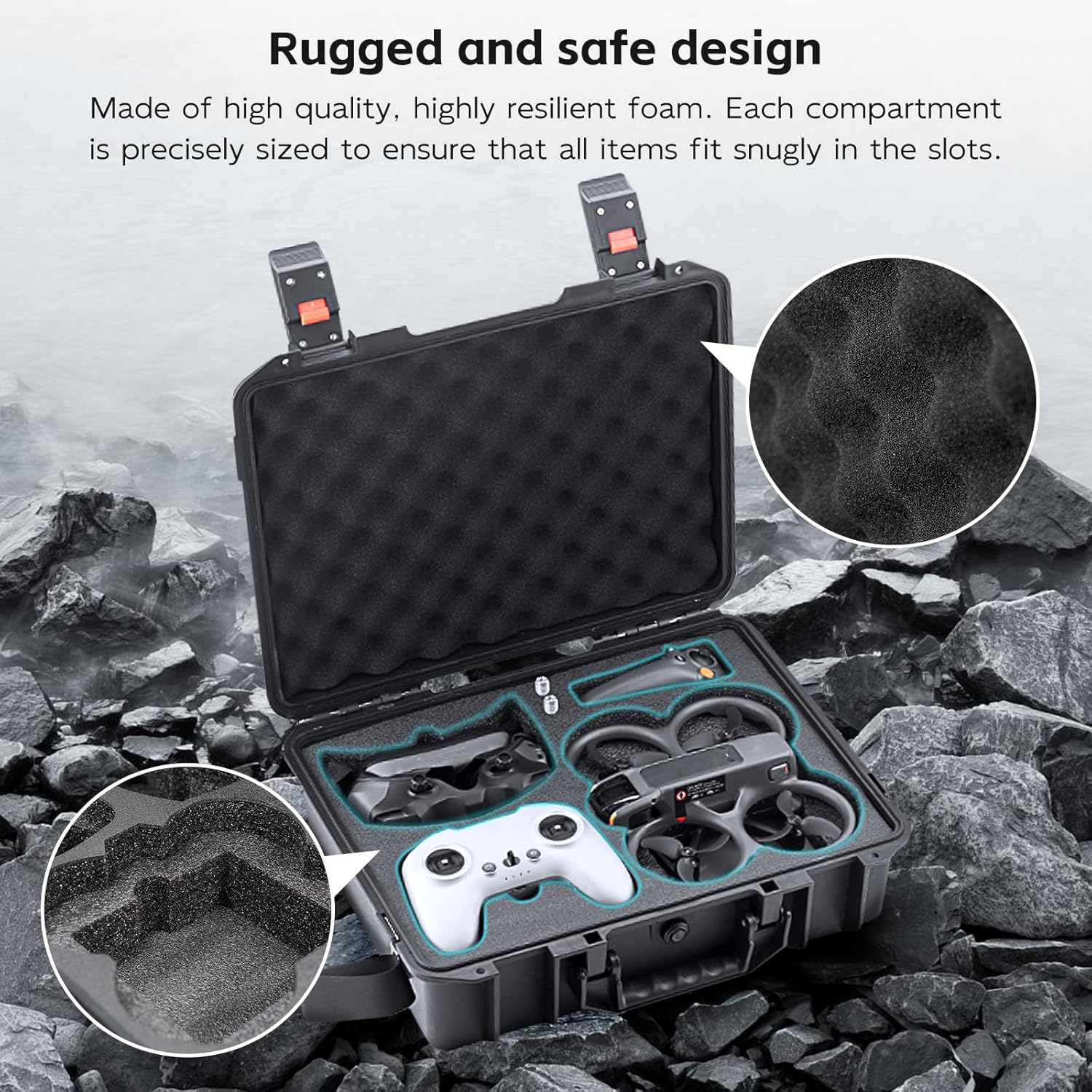 REYGEAK Avata 2 Carrying Case,Waterproof Hard Case for DJI avata 2,Avata 2 Case Bag Combo with DJI Goggles 3/RC Motion 3/FPV Remote Controller 3,Battery Charging Hub,FPV Drone Accessories