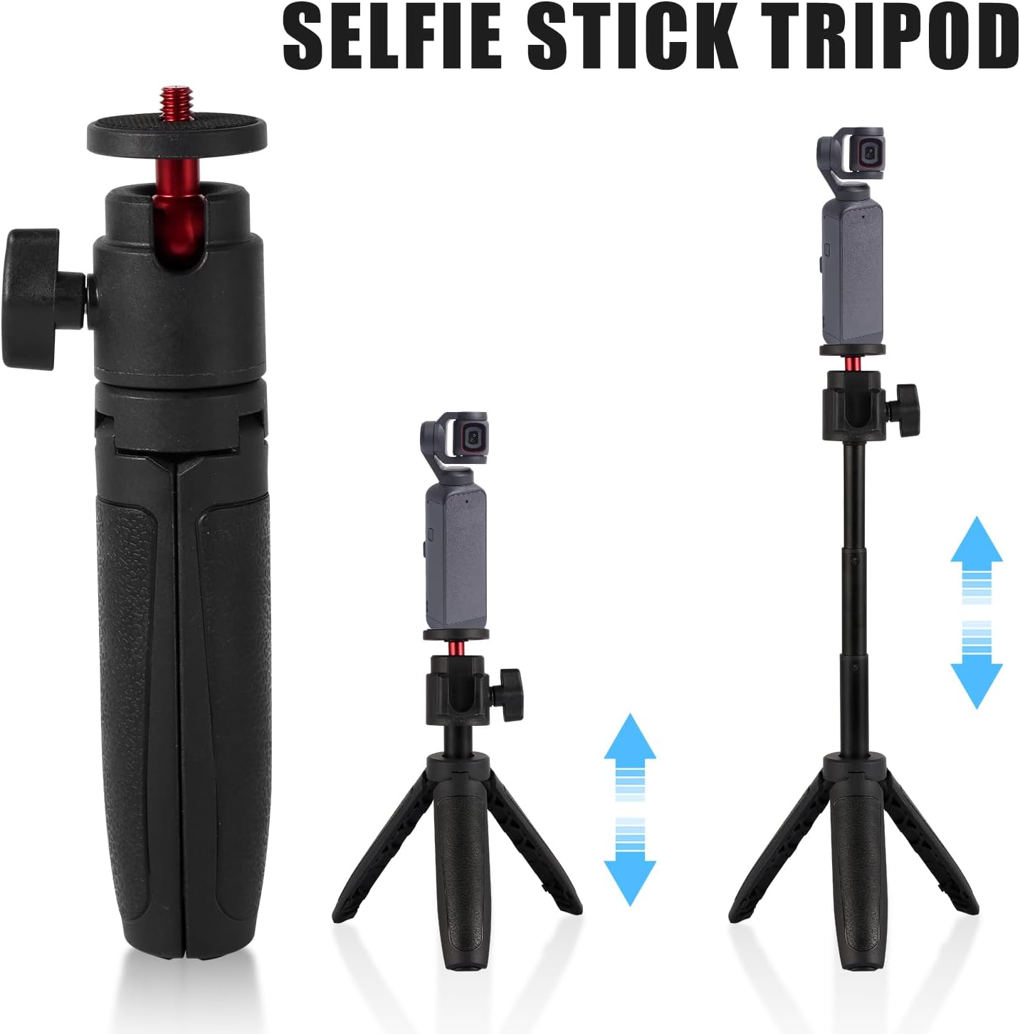 Selfie Stick Tripod for DJI Osmo Pocket 3  2 Camera, Mini Tripod Kit Black Tabletop Tripod Mount Portable Retractable Accessories Tripod Stand