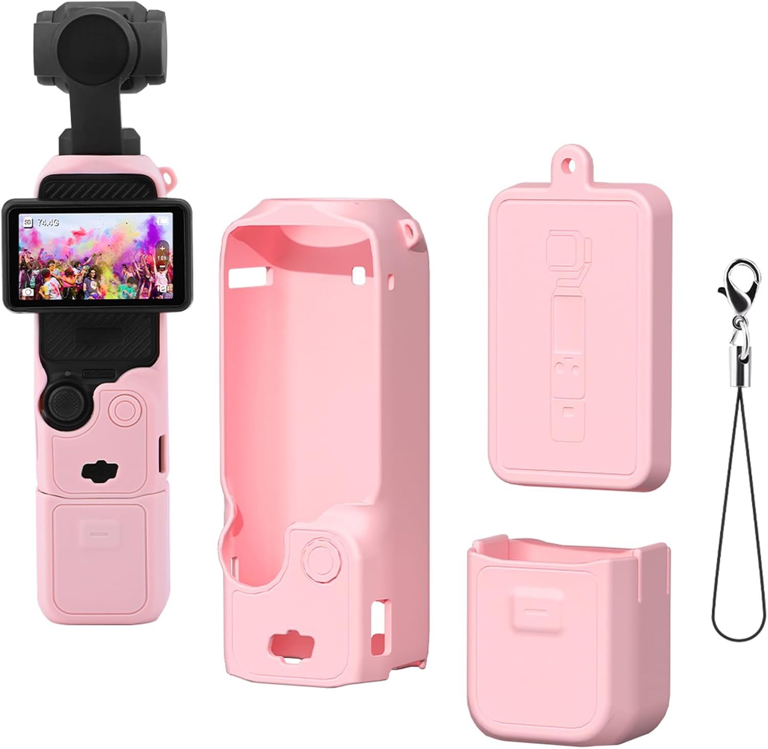 Silicone Protective Case Cover for DJI Osmo Pocket 3 Silicone Sleeve Protective Cover Handheld Gimbal Action Camera Accessories (Pink)