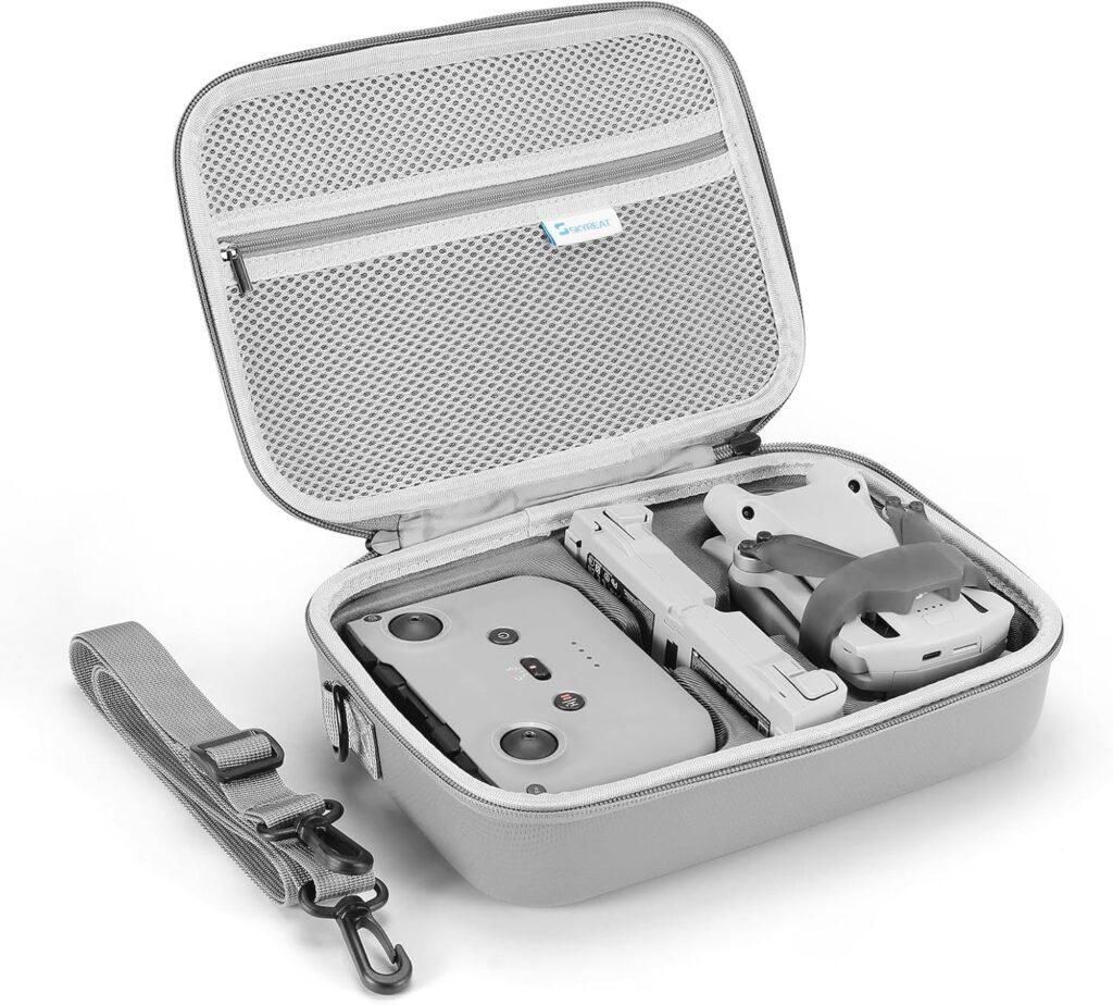 Skyreat Mini 4 Pro Case RC-N2, Compact Small PU Shockproof Carrying Case with Shoulder Strap for DJI Mini 4 Pro Drone and Battery Accessories