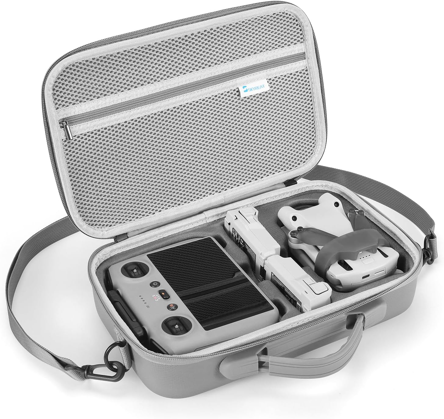 Skyreat Mini 4 Pro Case RC-N2, Compact Small PU Shockproof Carrying Case with Shoulder Strap for DJI Mini 4 Pro Drone and Battery Accessories