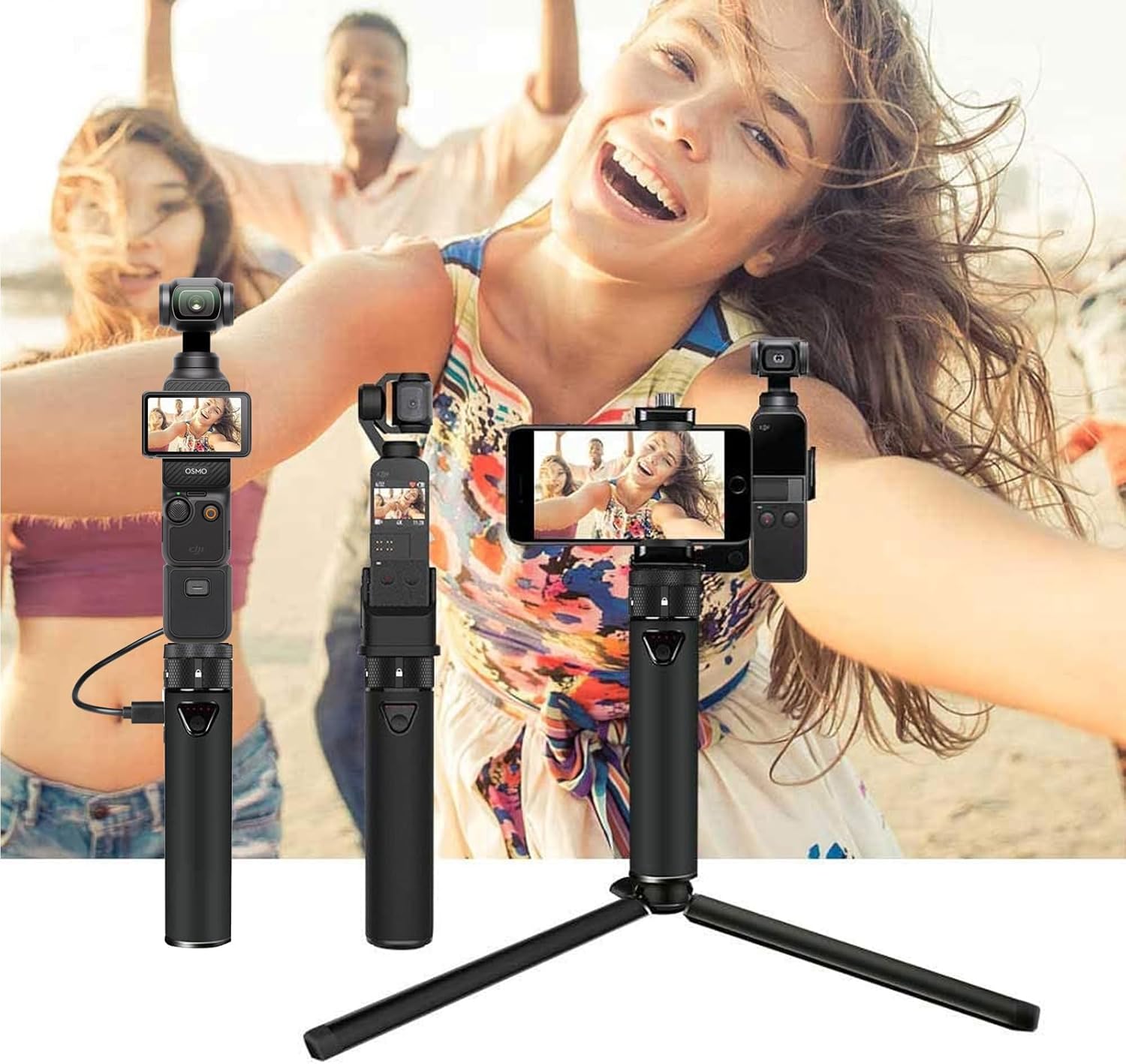 Smatree Portable Osmo Pocket 3 Power Stick (Power Bank) Compatible for DJI Osmo Pocket 3, Handheld Smartphone Holder Mount Pocket Bracket Set with Tripod for Osmo Pocket 3