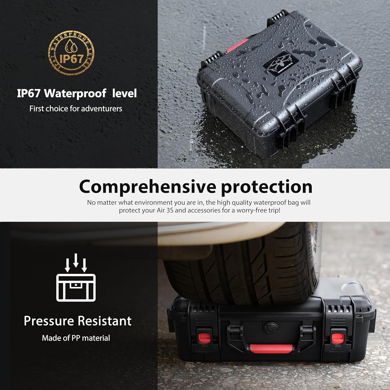 STARTRC Air 3S Case, Waterproof Carrying Hard Case for DJI Air 3S Fly More Combo, Compatible with DJI Air 3S Accessories, RC 2/RC/RC-N3/N2 Controller,Charging Hub