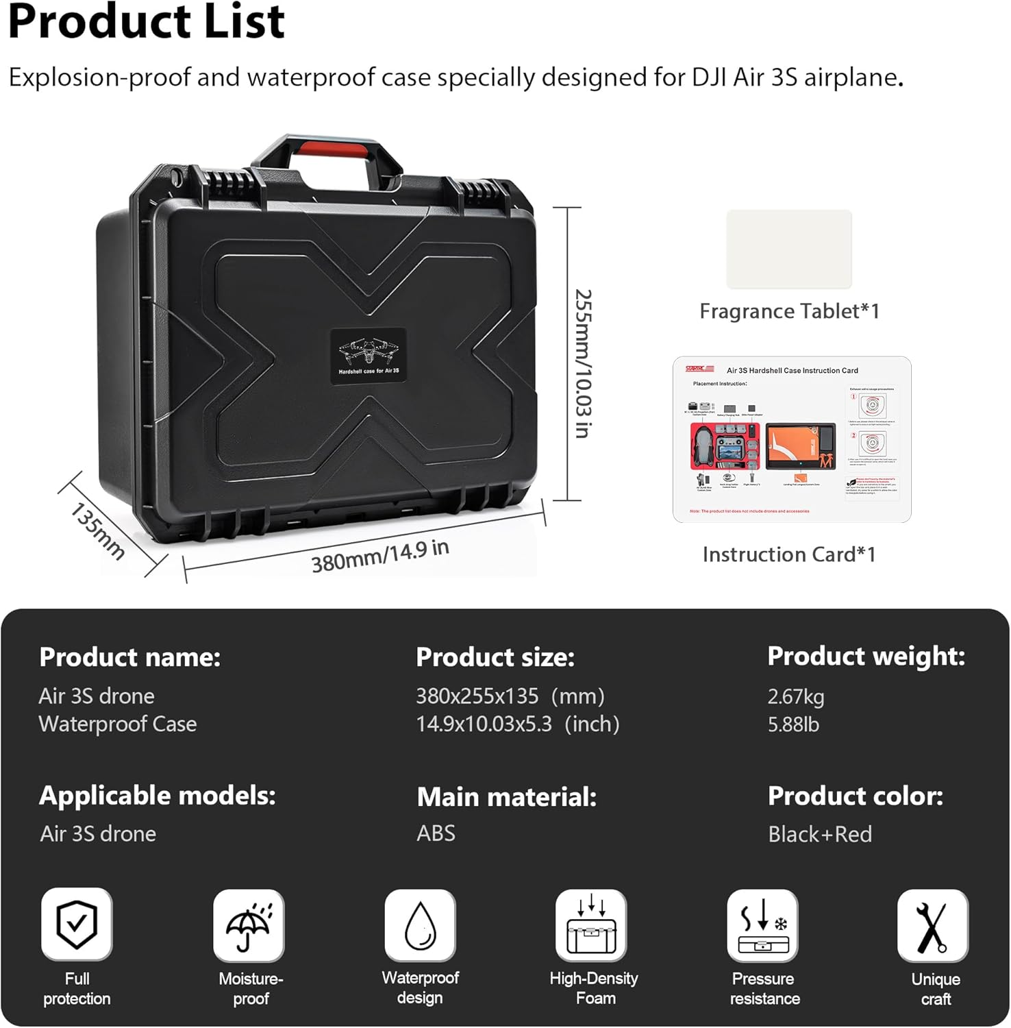 STARTRC Dual Layer Air 3S Case,Waterproof Carrying Hard Case Air 3S Fly More Combo, RC 2/RC/RC-N3 Controller for DJI Air 3S Accessories,Battery and Charging Hub