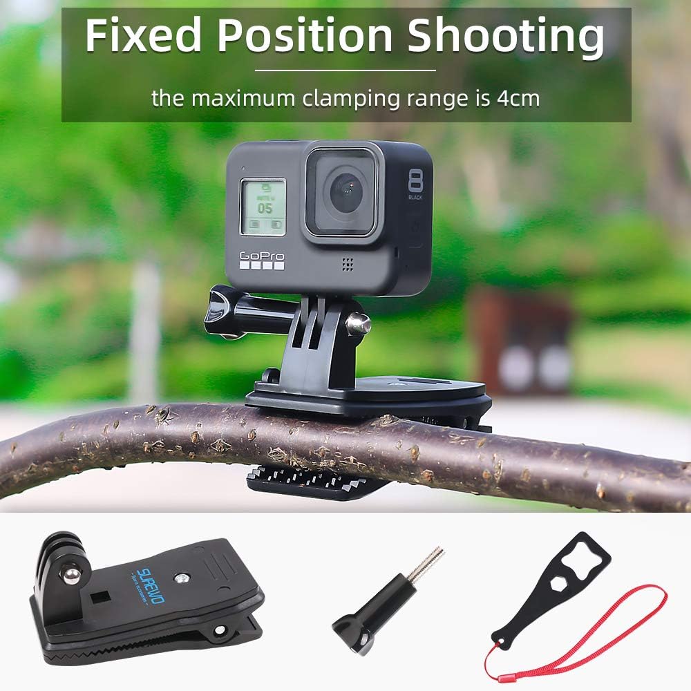 SUREWO 360° Rotation Backpack Strap Mount,Quick Clip Mount with Expand Frame Compatible with DJI Osmo Pocket 3